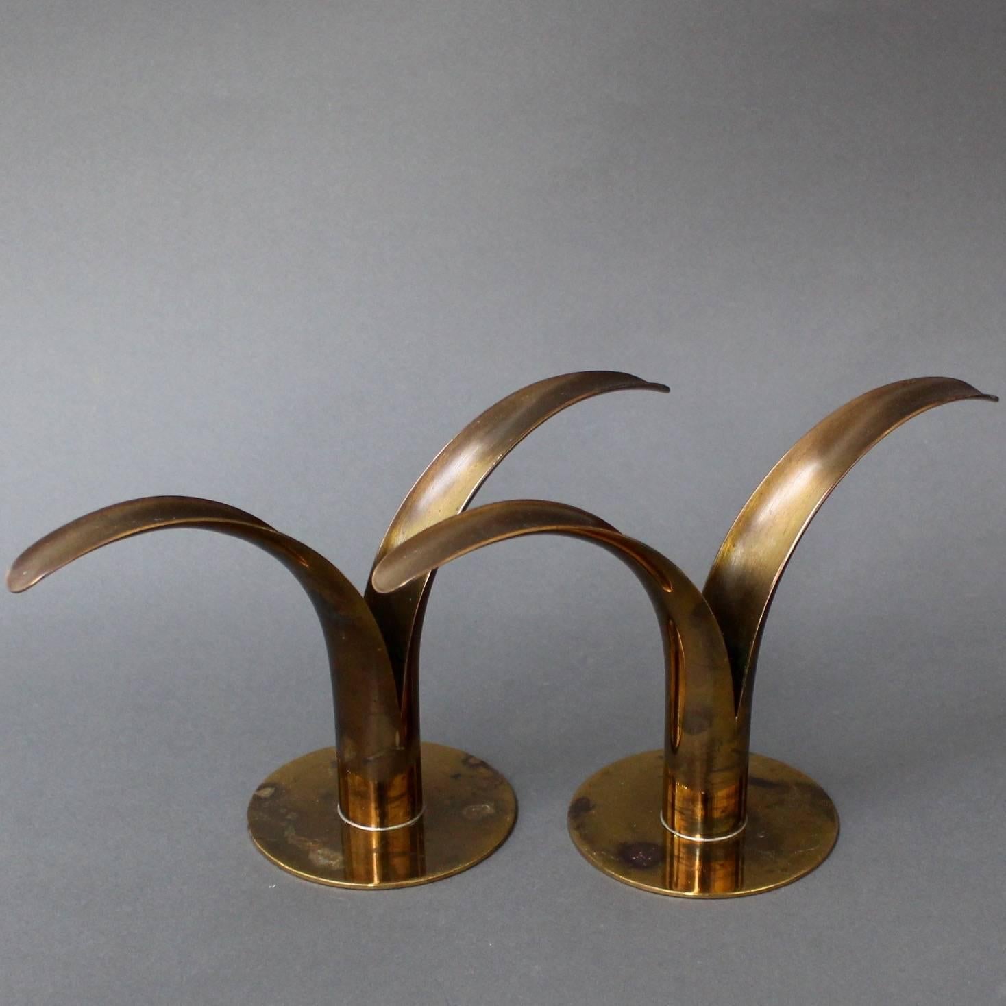20th Century Pair of Midcentury Split Leaf Lily Candle Holders by Scan Sweden