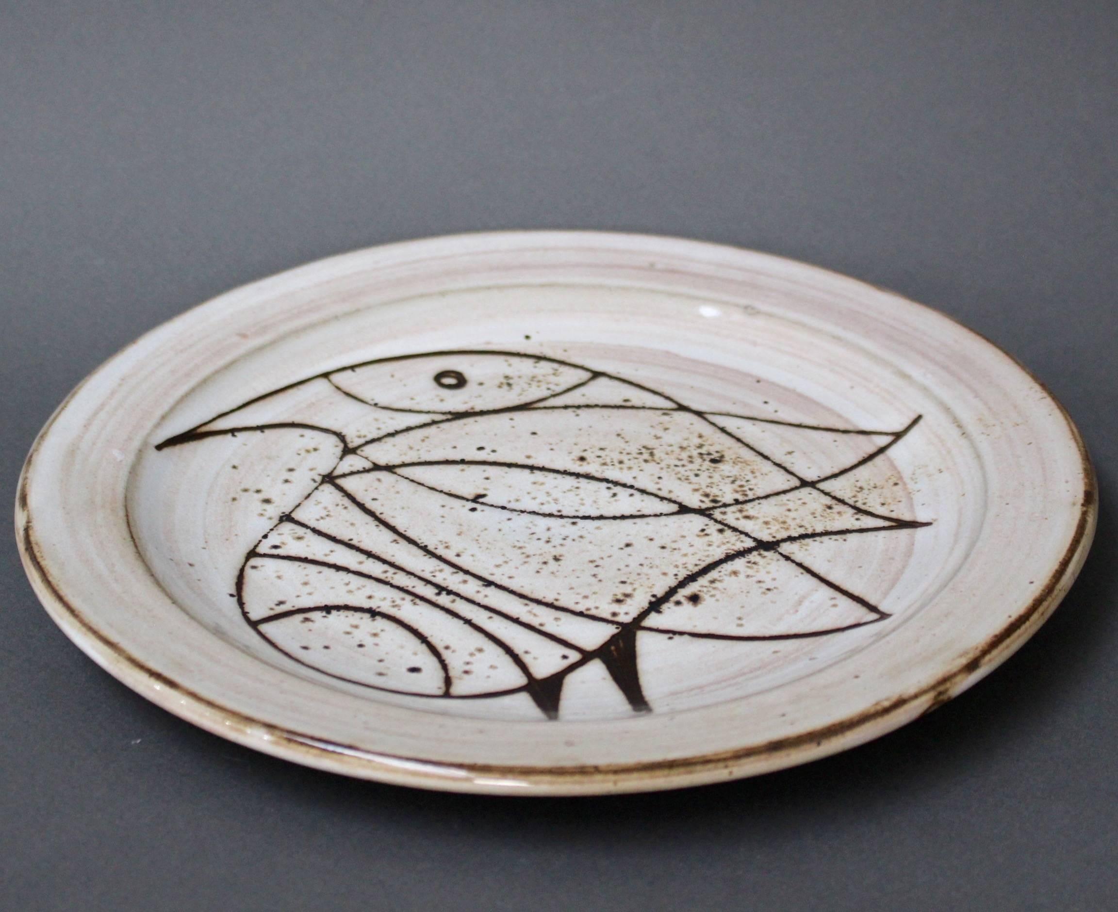Mid-Century Modern Mid-century Ceramic Plate with Stylised Bird by Jacques Pouchain, circa 1950s