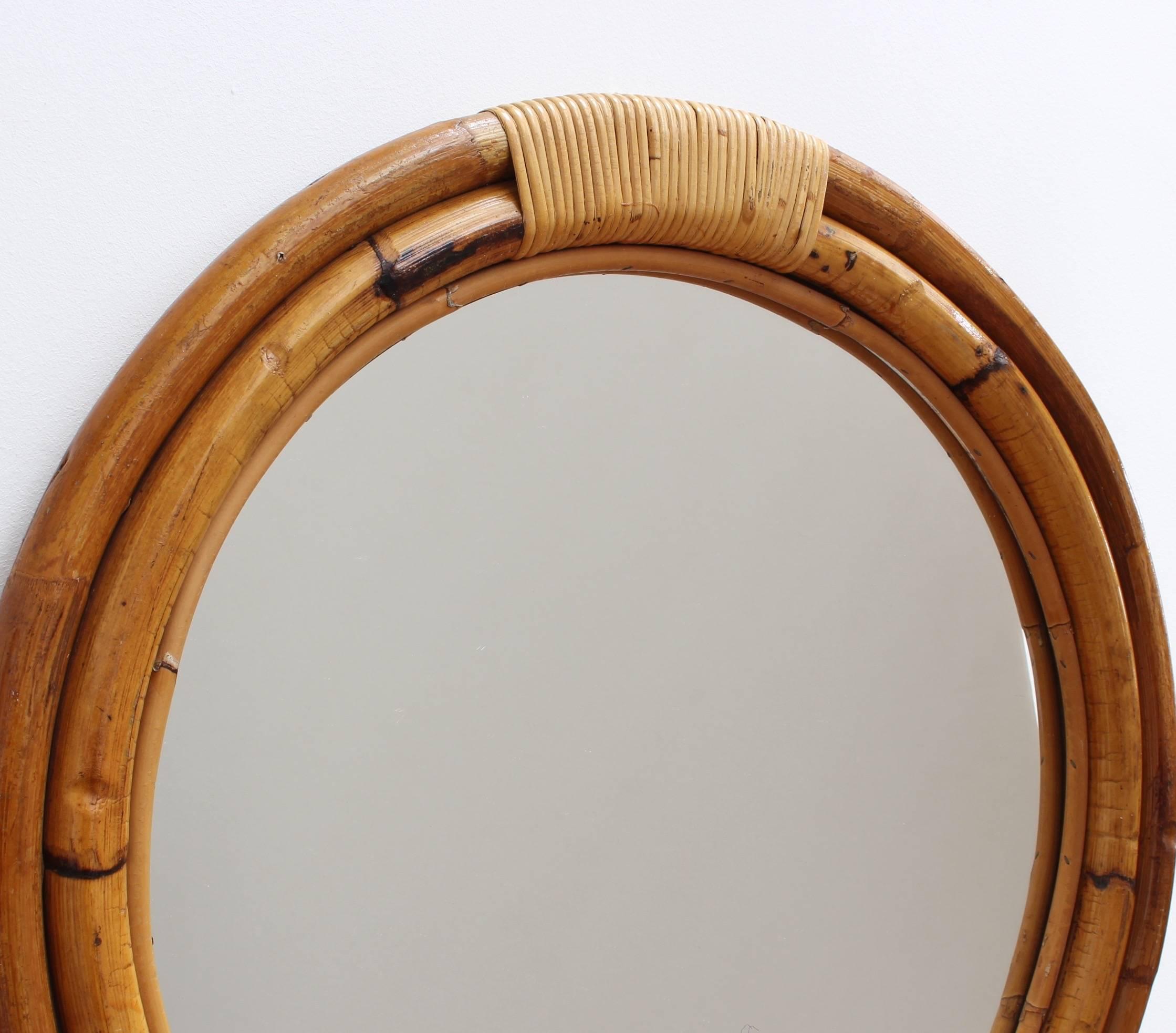 Italian 'Porthole' Style Bamboo and Rattan Mirror (circa 1960s) 2