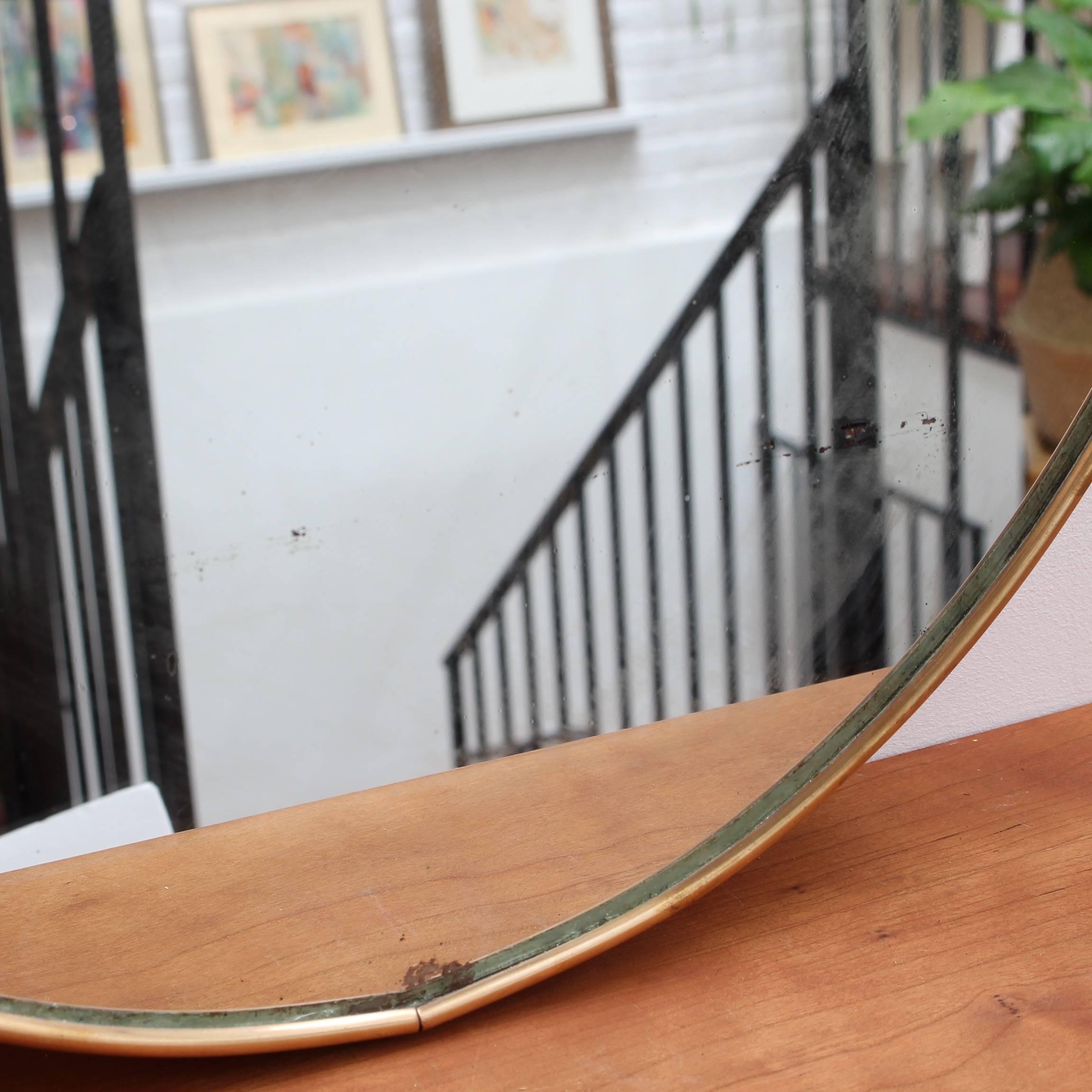 Midcentury Italian Wall Mirror with Brass Frame, circa 1950s 1