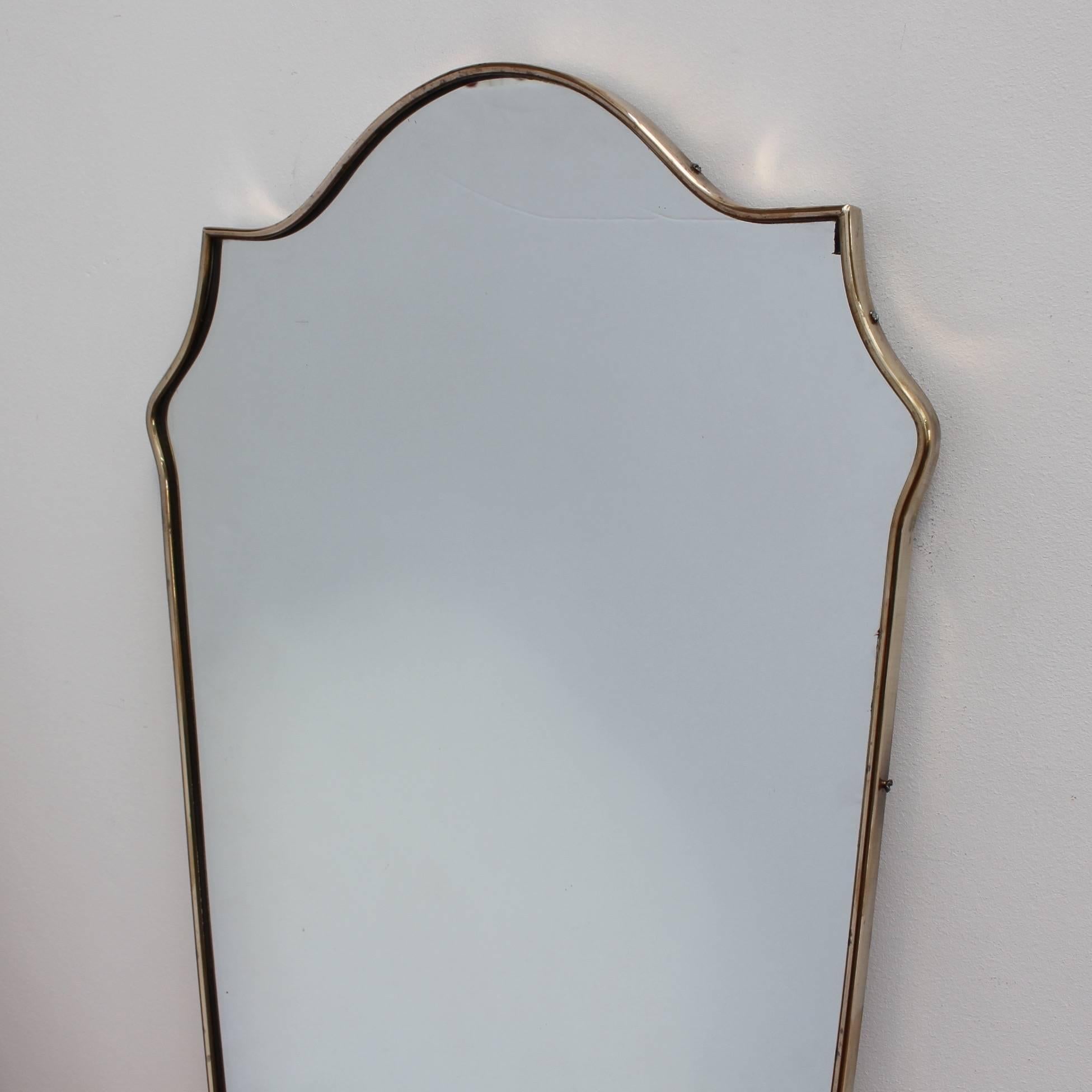 Mid-Century Modern Midcentury Italian Wall Mirror with Brass Frame, circa 1950s