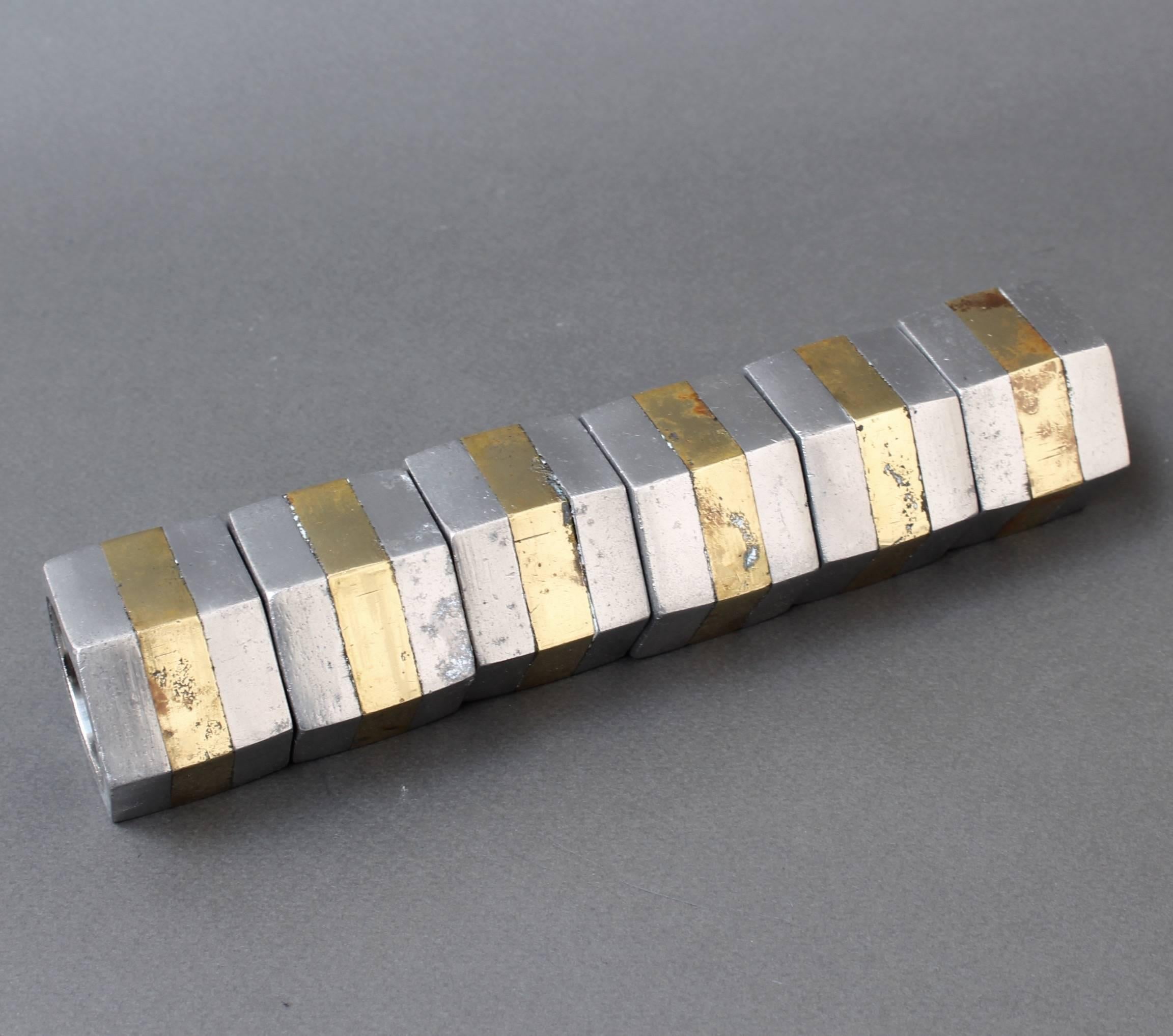 Brutalist Aluminium and Brass Napkin Rings by David Marshall, circa 1970s 5