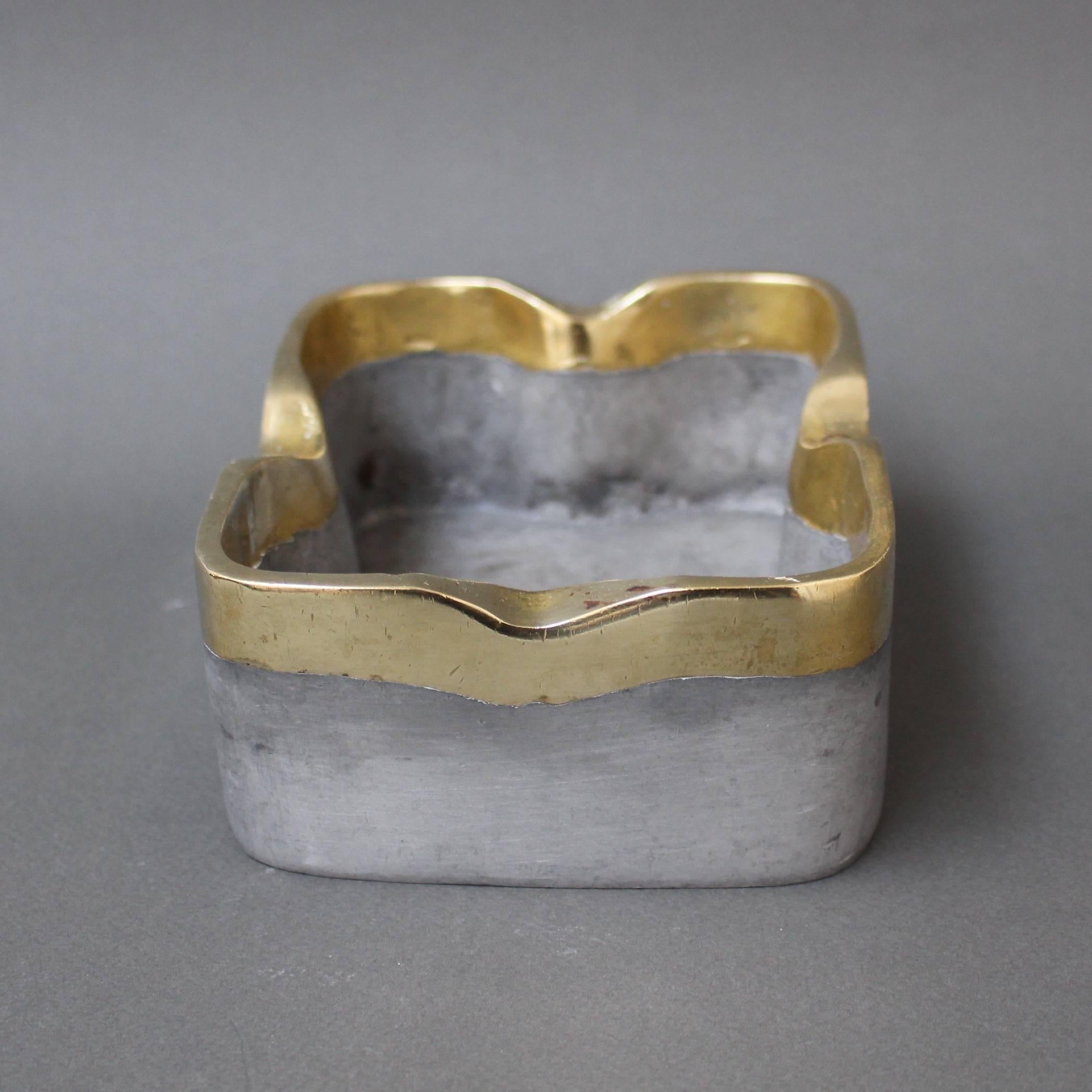 Aluminium and Brass Brutalist Style Decorative Ashtray by David Marshall c. 1980 In Good Condition In London, GB