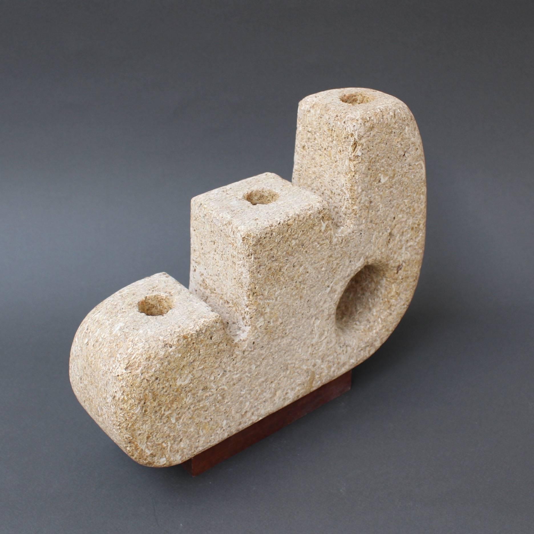 Italian Limestone Sculpted Candle Stand 'circa 1970s'