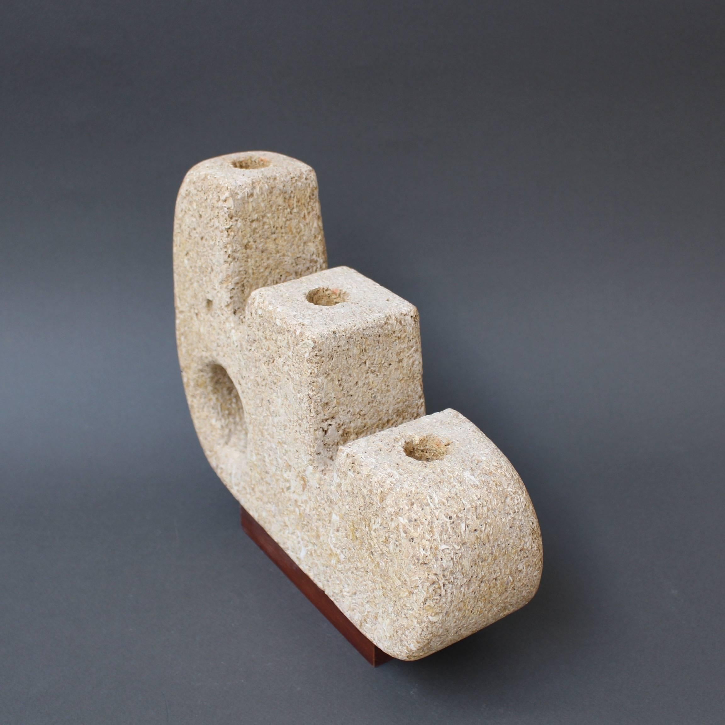 Late 20th Century Limestone Sculpted Candle Stand 'circa 1970s'