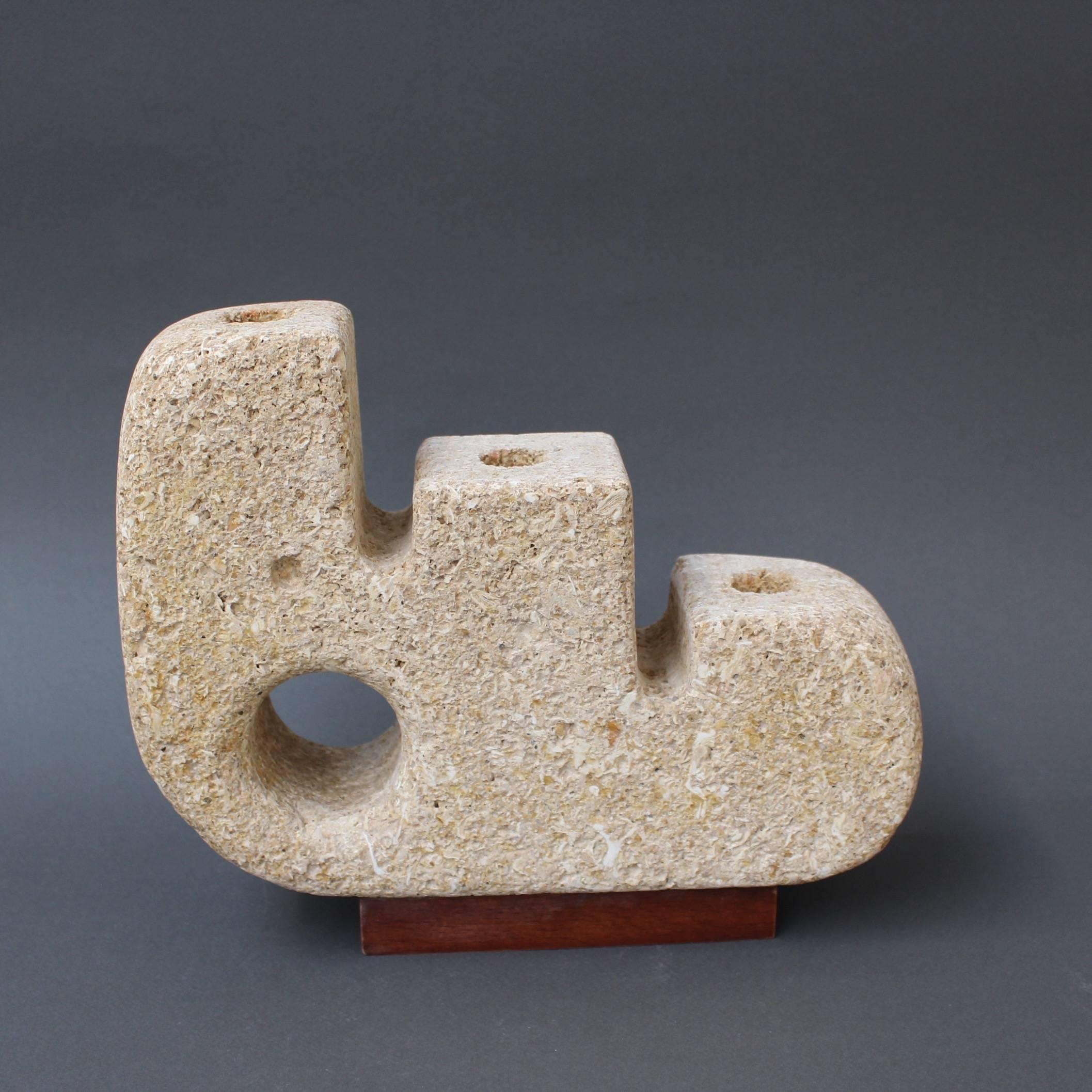 Limestone Sculpted Candle Stand 'circa 1970s' 1
