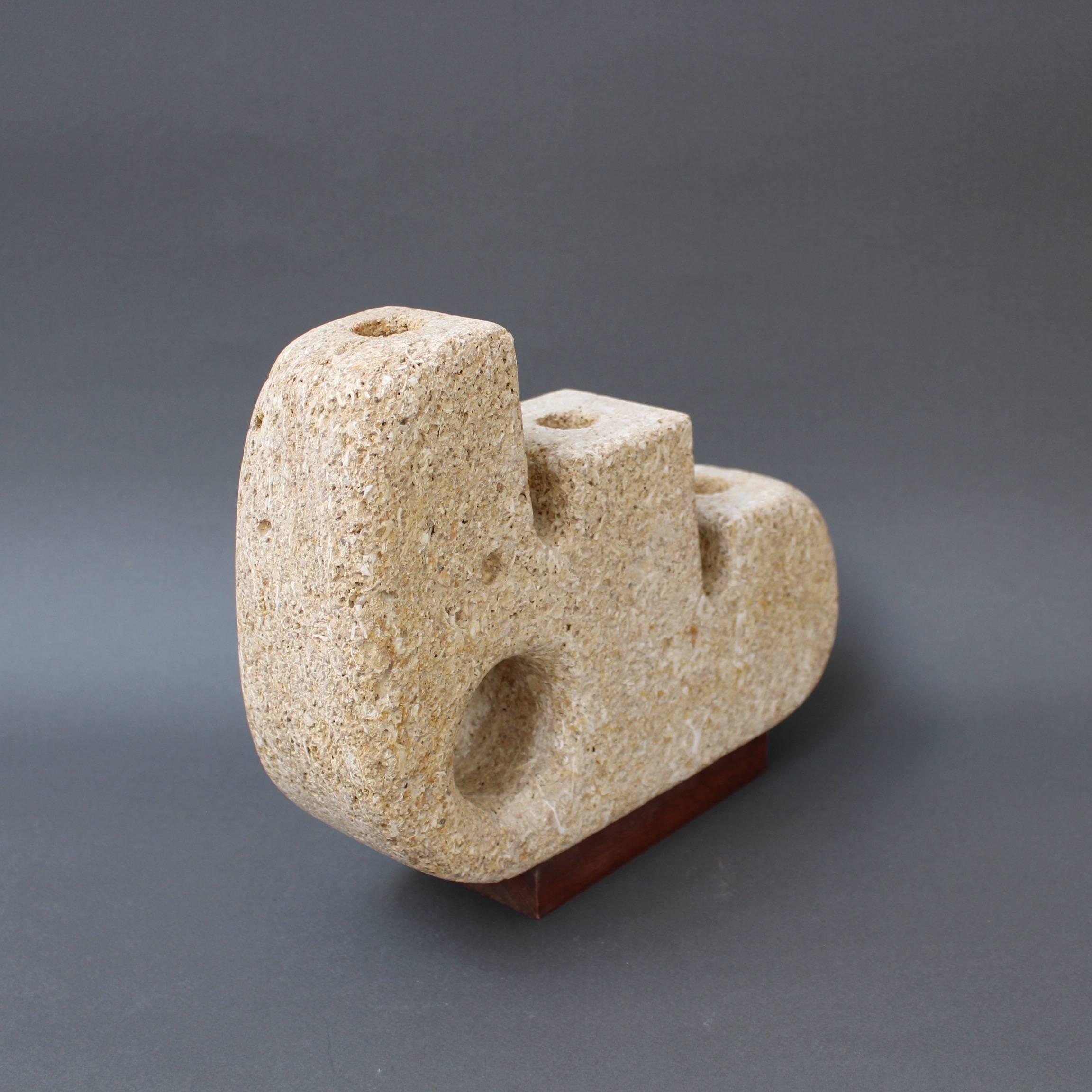 Limestone Sculpted Candle Stand 'circa 1970s' 2