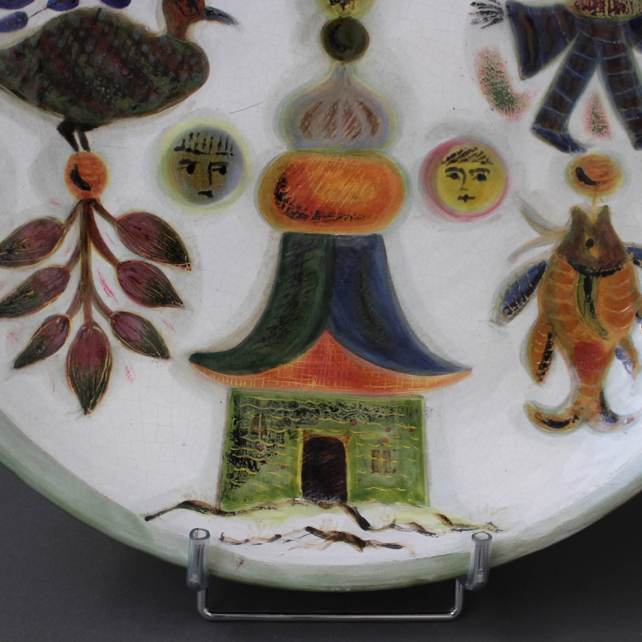 Decorative Ceramic Platter by David Sol, Sant Vicens, France circa 1950s 3