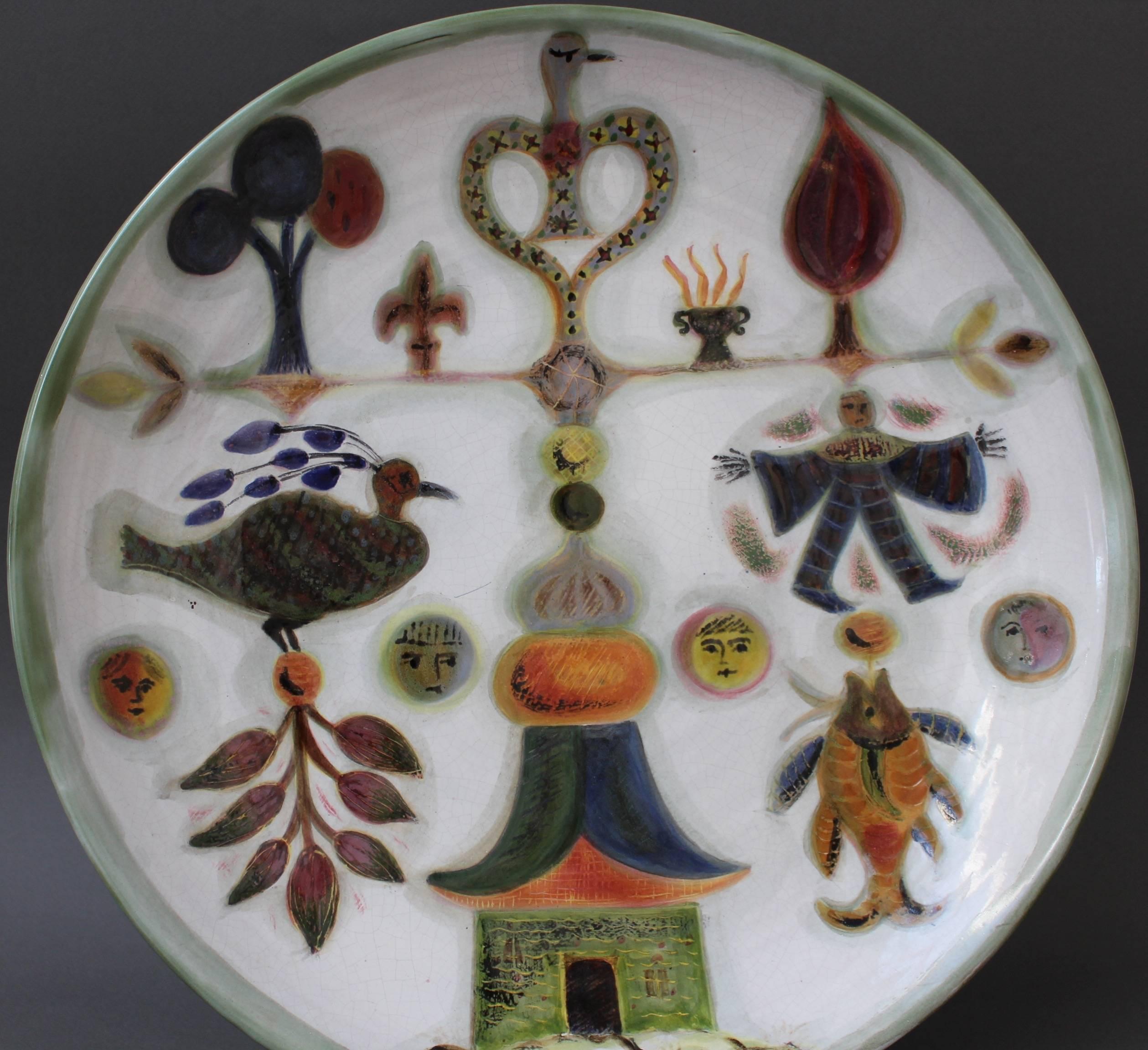 Decorative Ceramic Platter by David Sol, Sant Vicens, France circa 1950s 2
