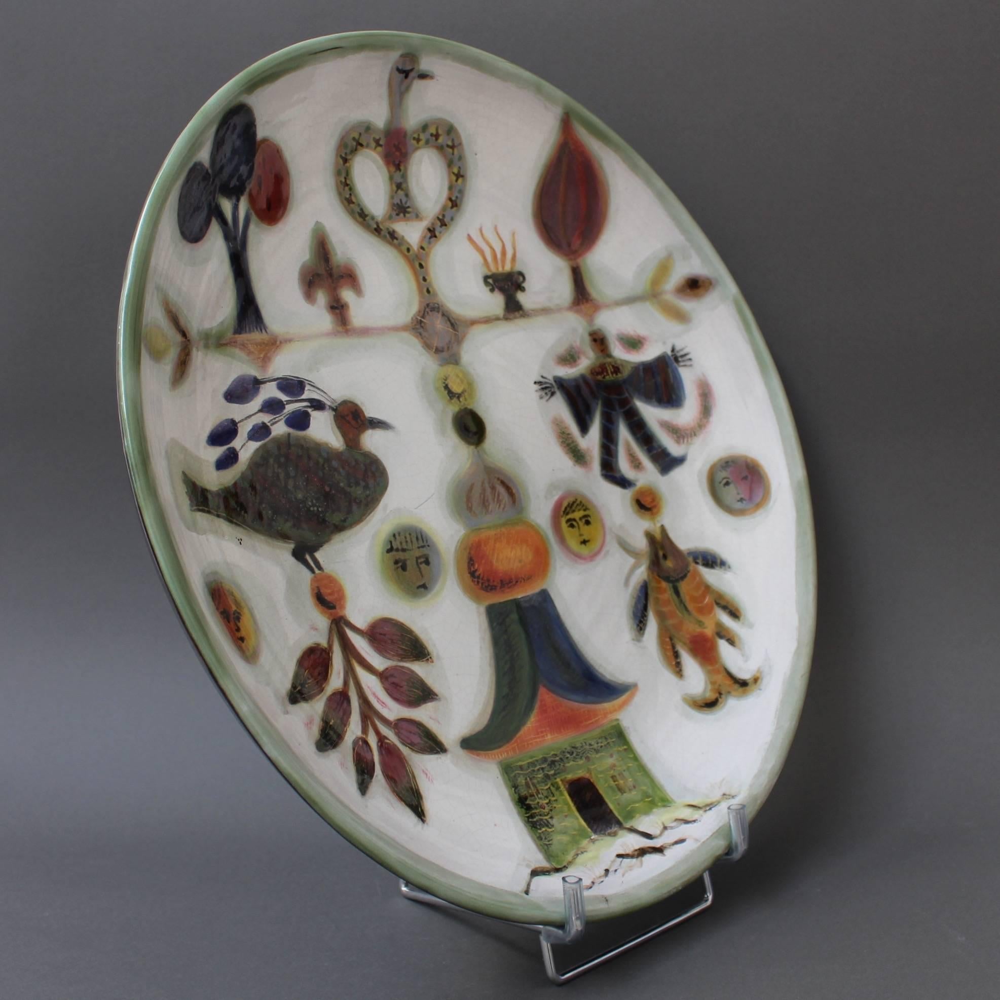 Mid-20th Century Decorative Ceramic Platter by David Sol, Sant Vicens, France circa 1950s