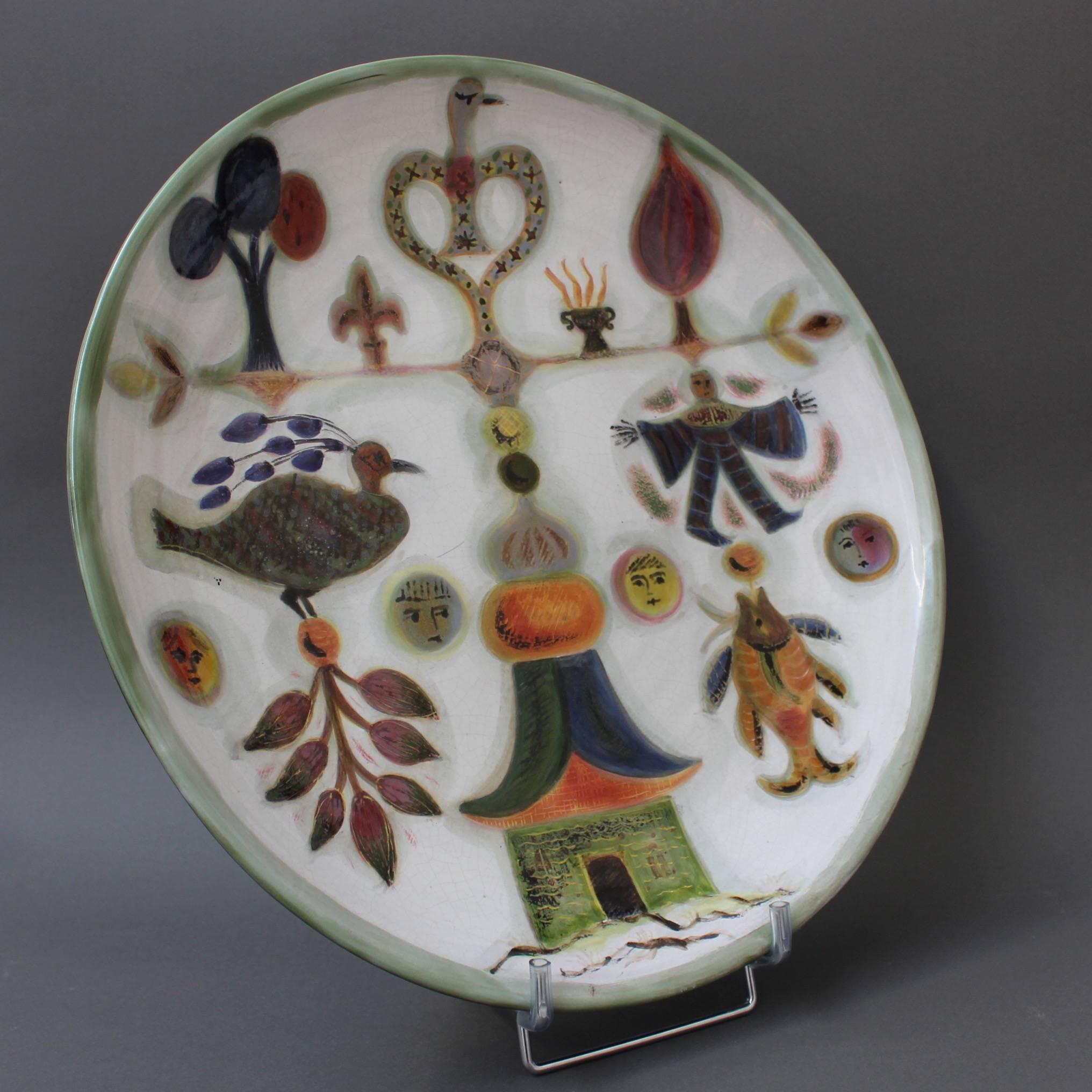 Decorative Ceramic Platter by David Sol, Sant Vicens, France circa 1950s In Good Condition In London, GB
