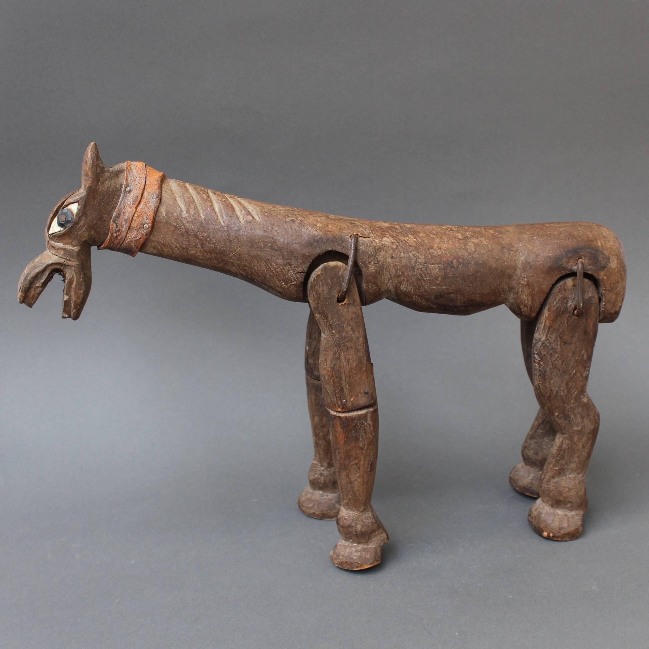 Antique Carved Wooden Horse Marionette, 19th Century 6