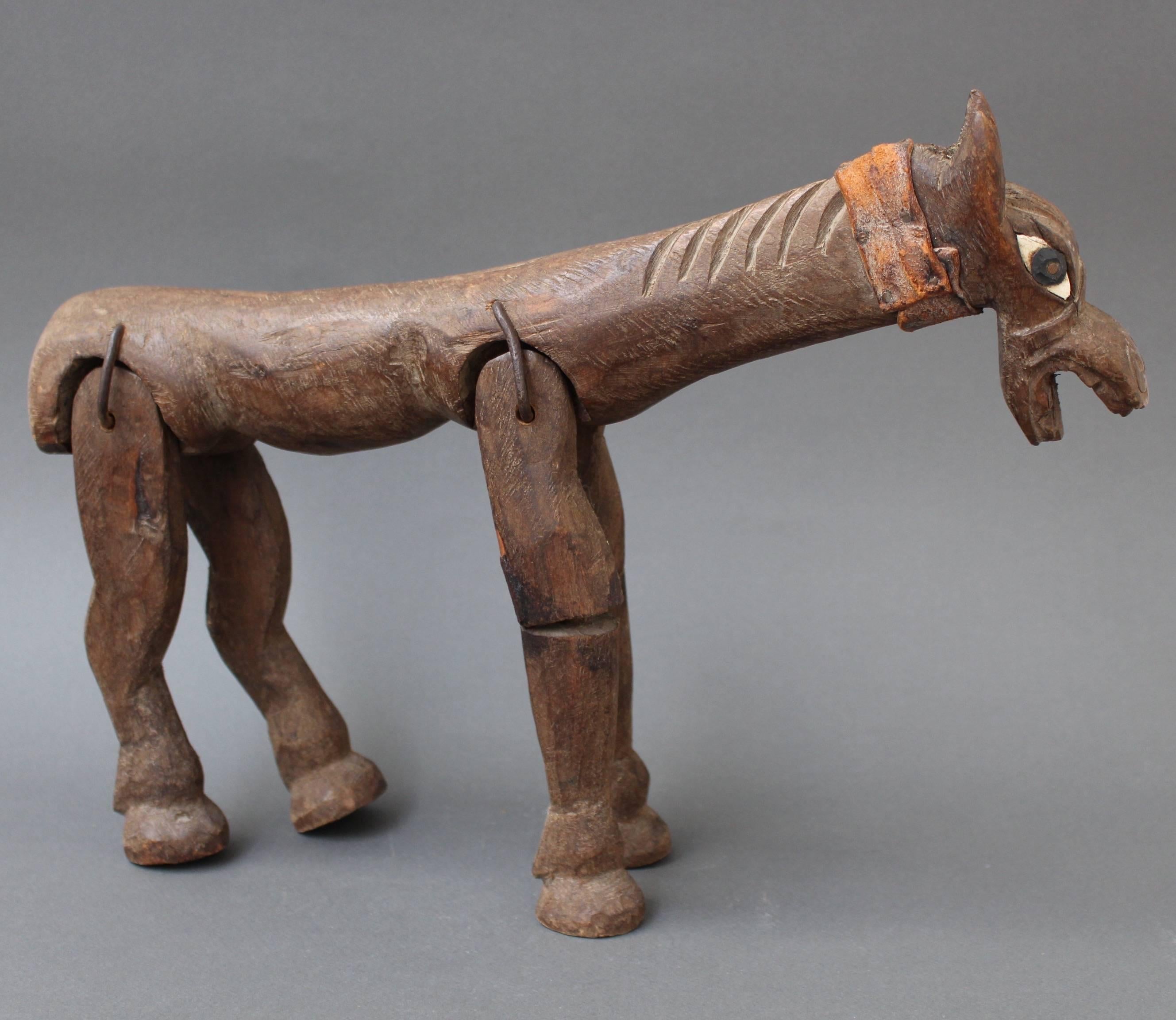 Antique Carved Wooden Horse Marionette, 19th Century 1