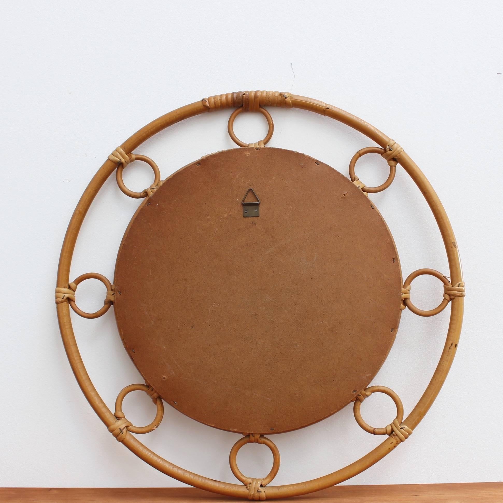 Mid-20th Century Midcentury French Rattan and Bamboo Mirror, circa 1960s