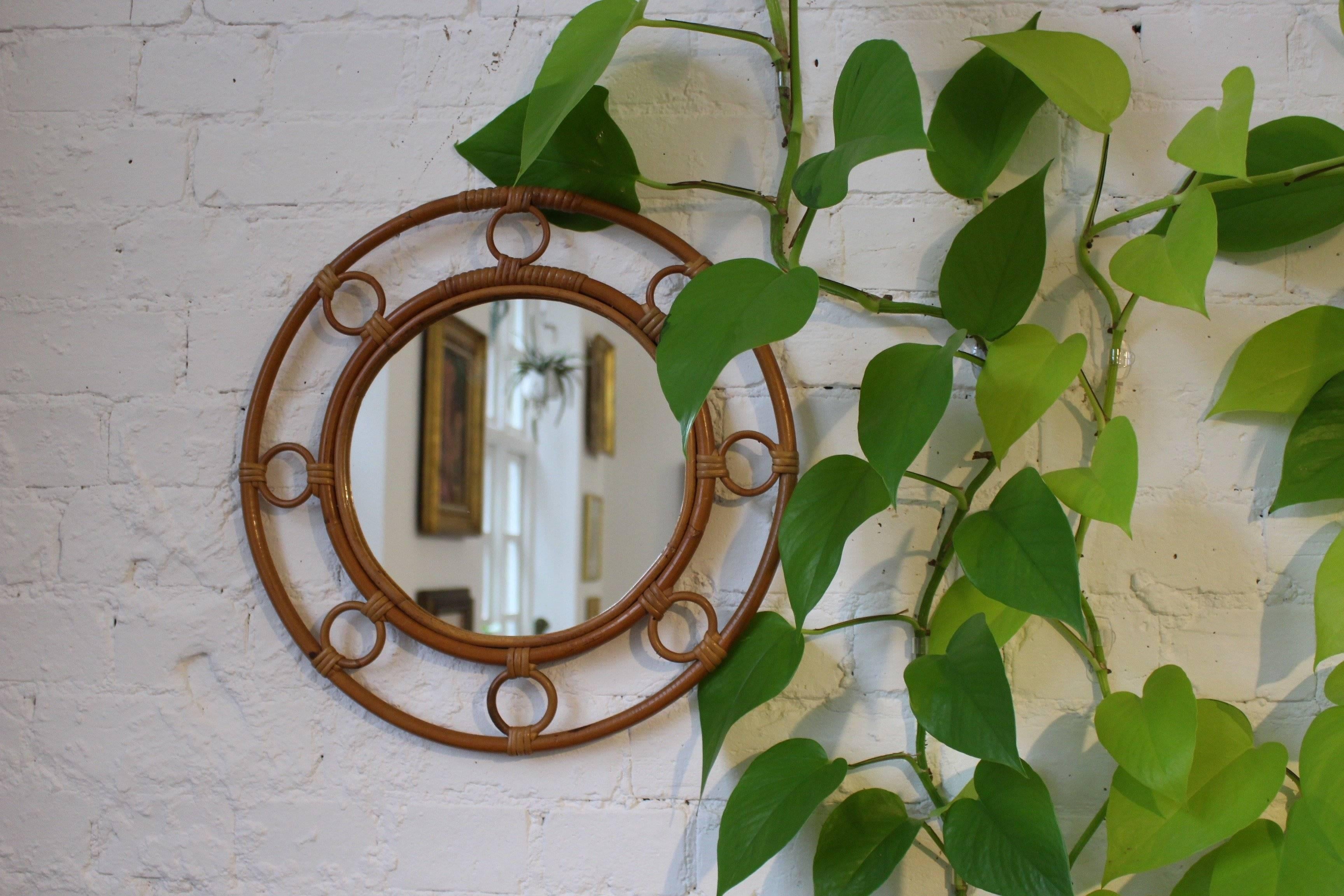 Midcentury French Rattan and Bamboo Mirror, circa 1960s 2