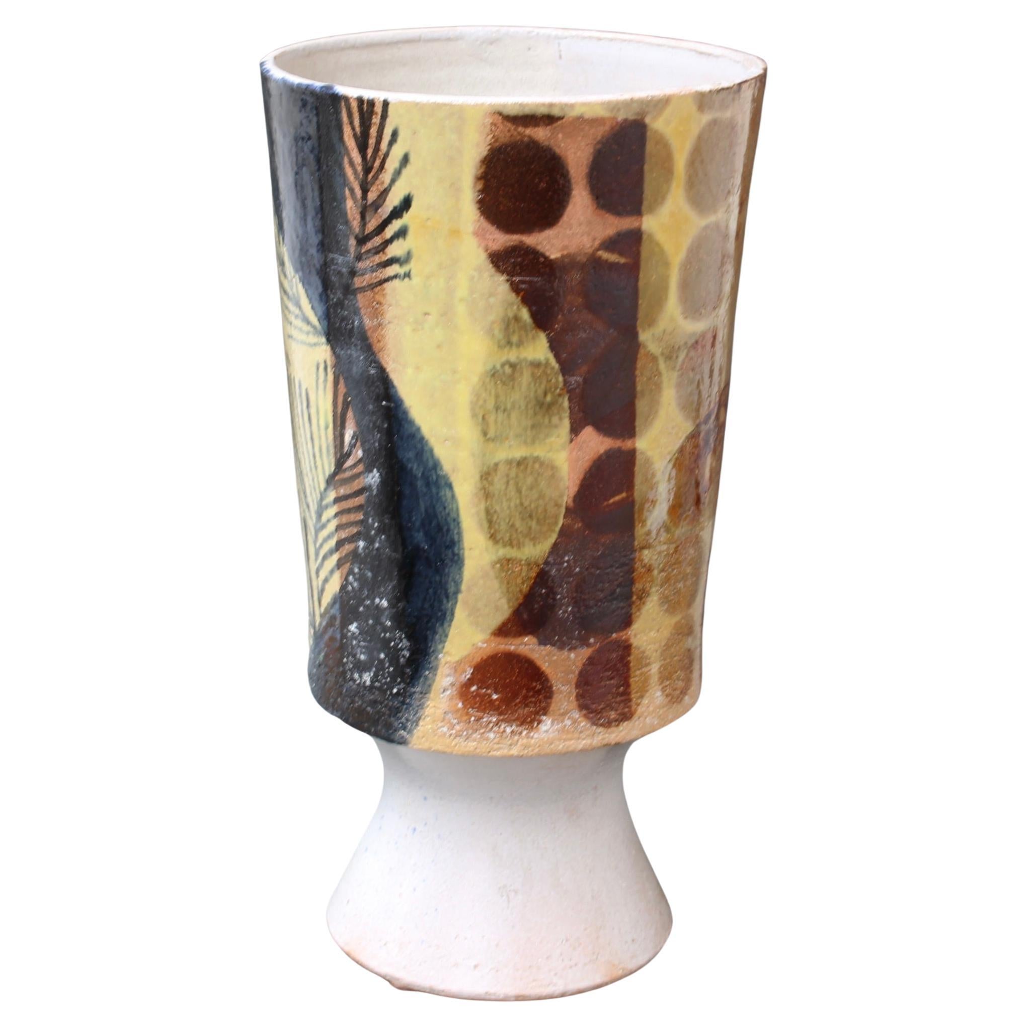 French Ceramic Decorative Vase by Jean Derval '1990', Large For Sale