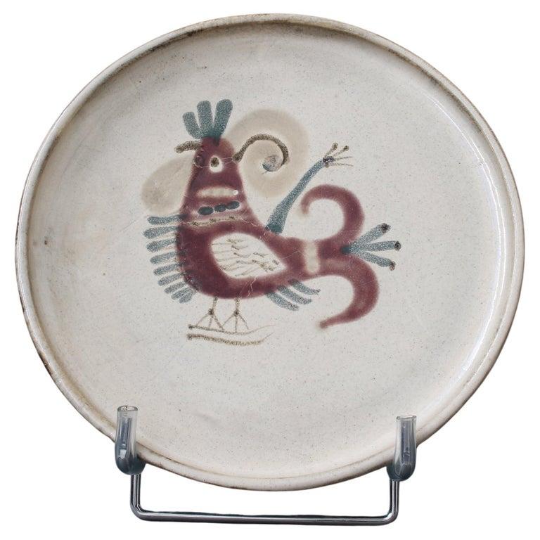 Juego de diez platos decorativos de cerámica francesa de mediados de siglo de Le Mûrier Pintado a mano en venta