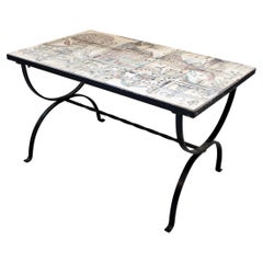 Mid-Century Coffee Table with Ceramic Top by Gustave Reynaud for Le Mûrier