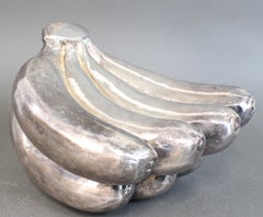 Almazán Silver-Plated Fruit Sculptures Banana Bunch and Set of Four Apples