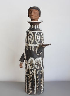 'Robed Figure' French Stoneware Sculpture by Albert Thiry (1967)