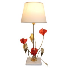 Lampe de table « Anthurium » en laiton doré, signée Lanciotto Galeotti pour L'Originale