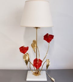 Lampe de table « Anthurium » en laiton doré, signée Lanciotto Galeotti pour L'Originale