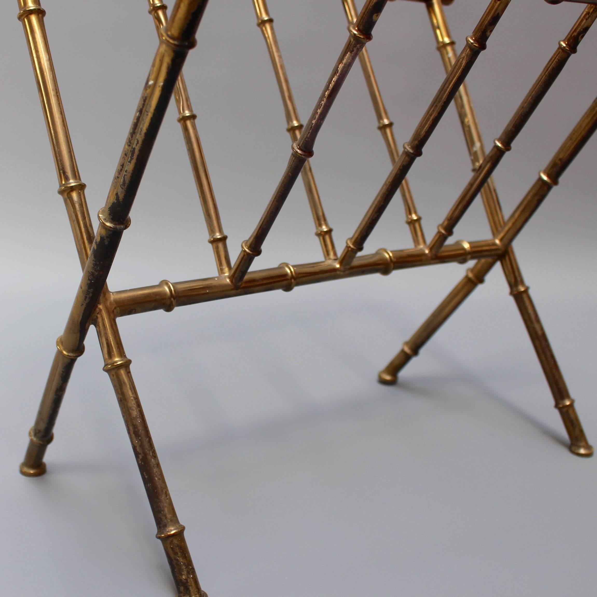 Brass 'Bamboo' Magazine Rack in the Style of Jacques Adnet, 1950s 2
