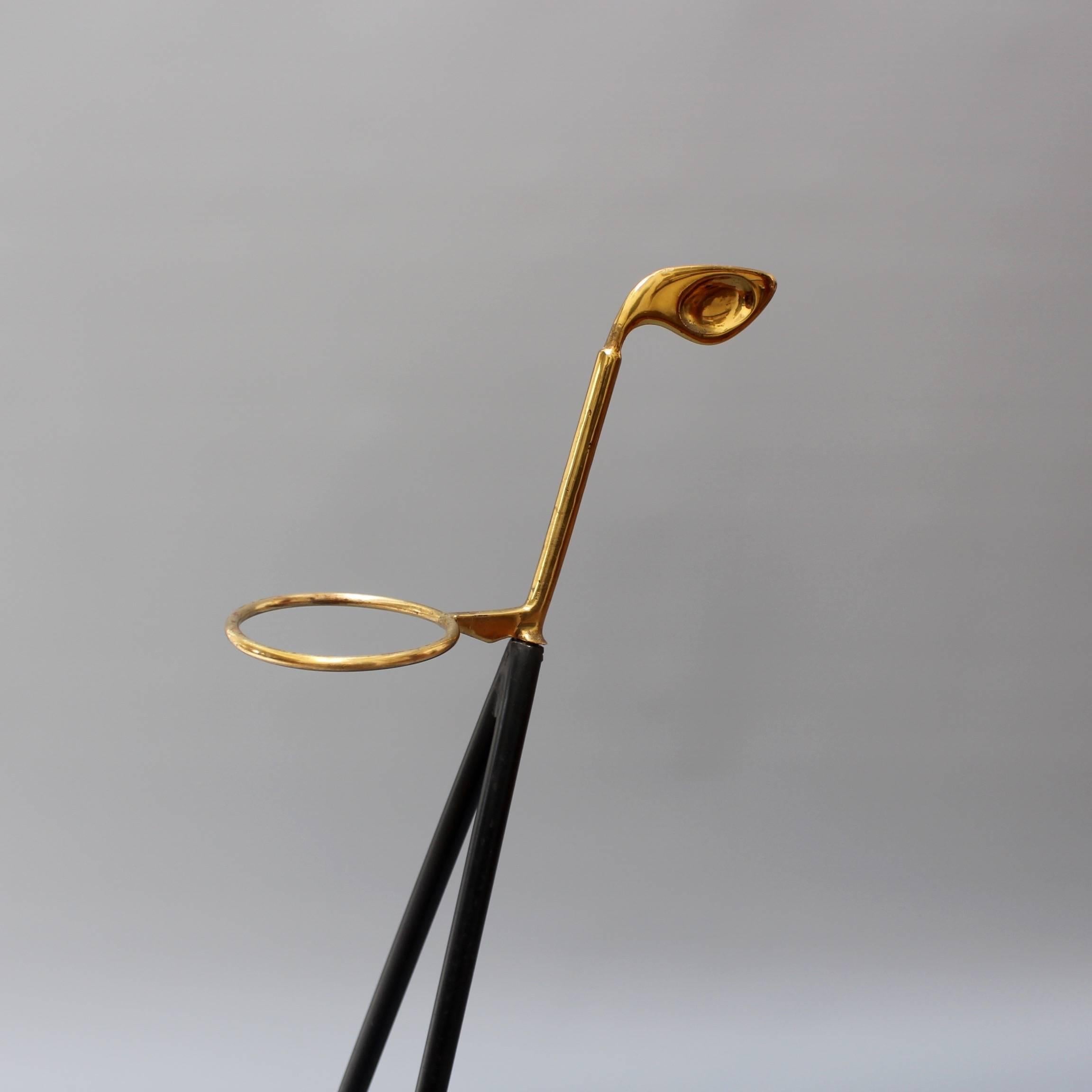 Mid-century Brass Golf Club-Shaped Walking Stick Stand, circa 1950s In Good Condition For Sale In London, GB