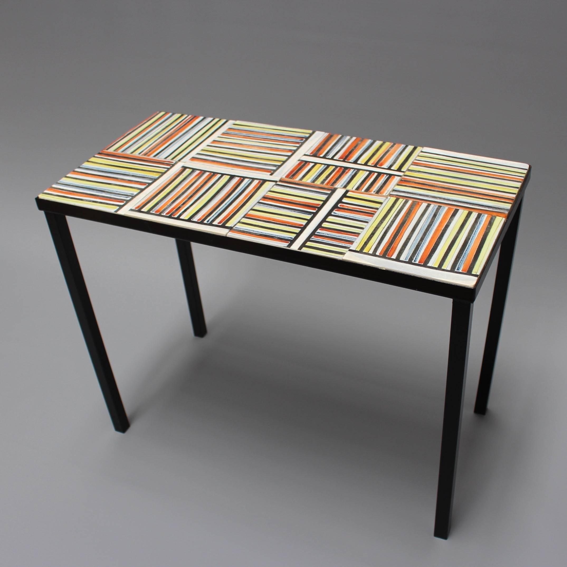 Coffee Table with 'Pyjama' Ceramic Tiles by Roger Capron, Vallauris, circa 1950s In Good Condition In London, GB