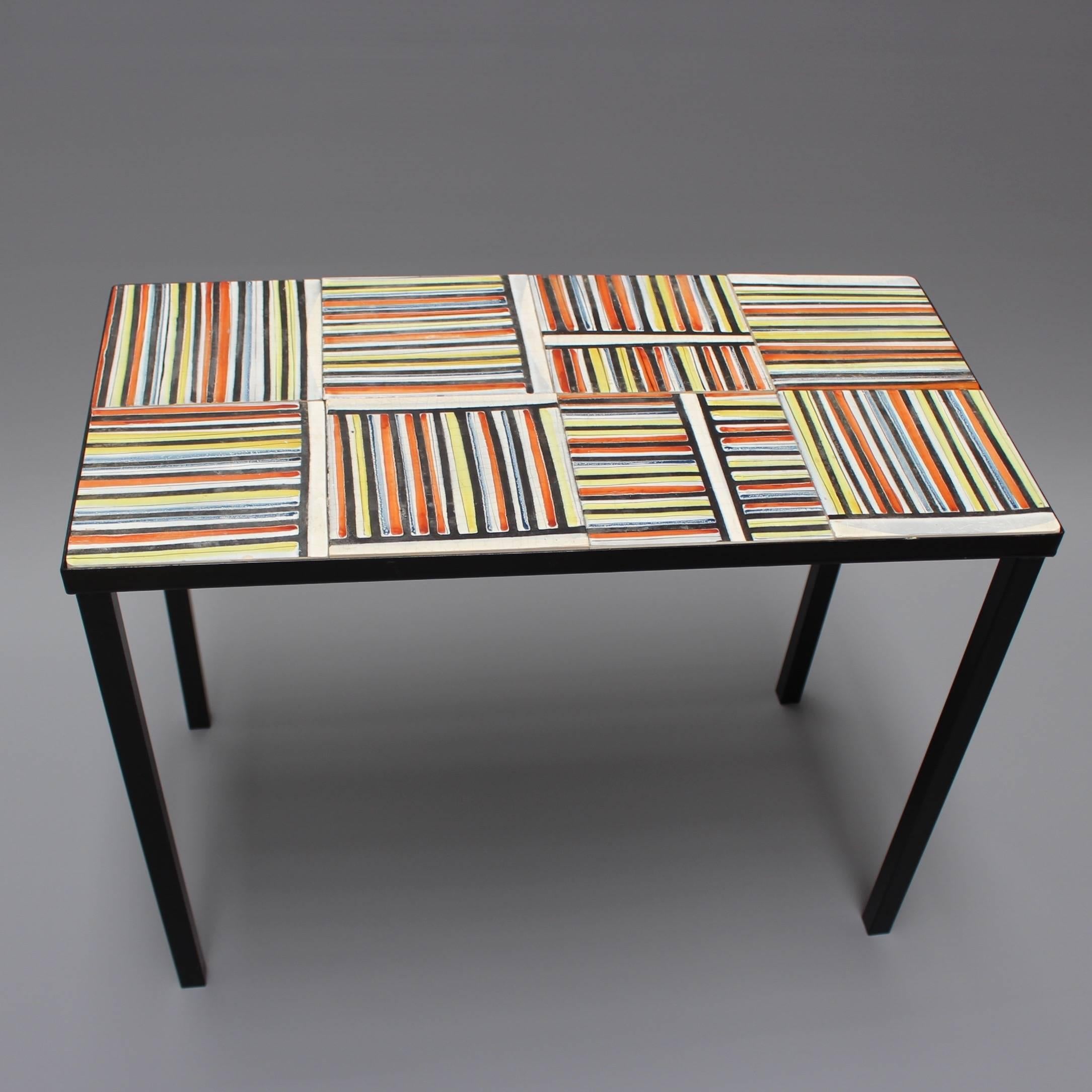 Coffee Table with 'Pyjama' Ceramic Tiles by Roger Capron, Vallauris, circa 1950s 1