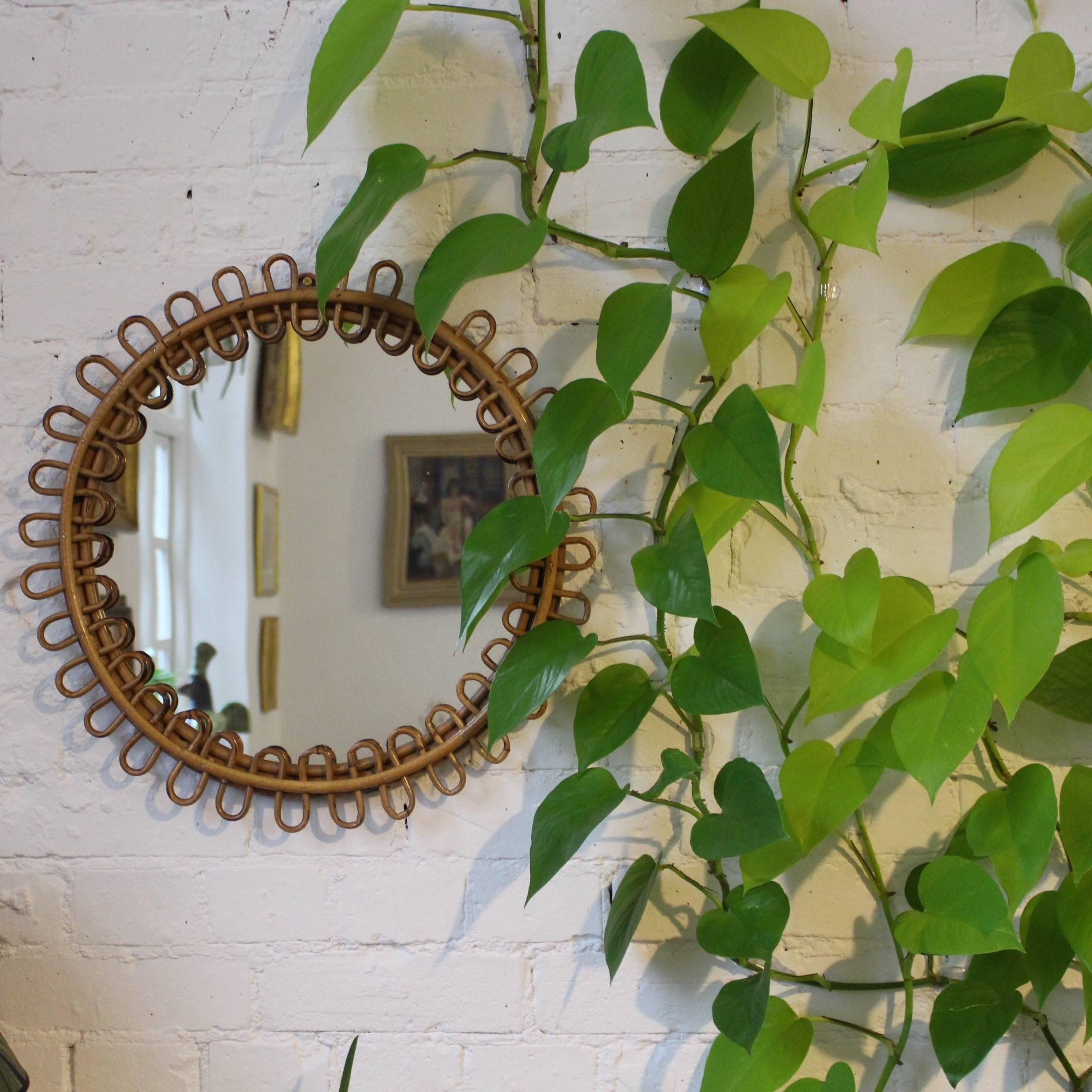 Midcentury Italian Rattan and Bamboo Mirror, circa 1960s 3