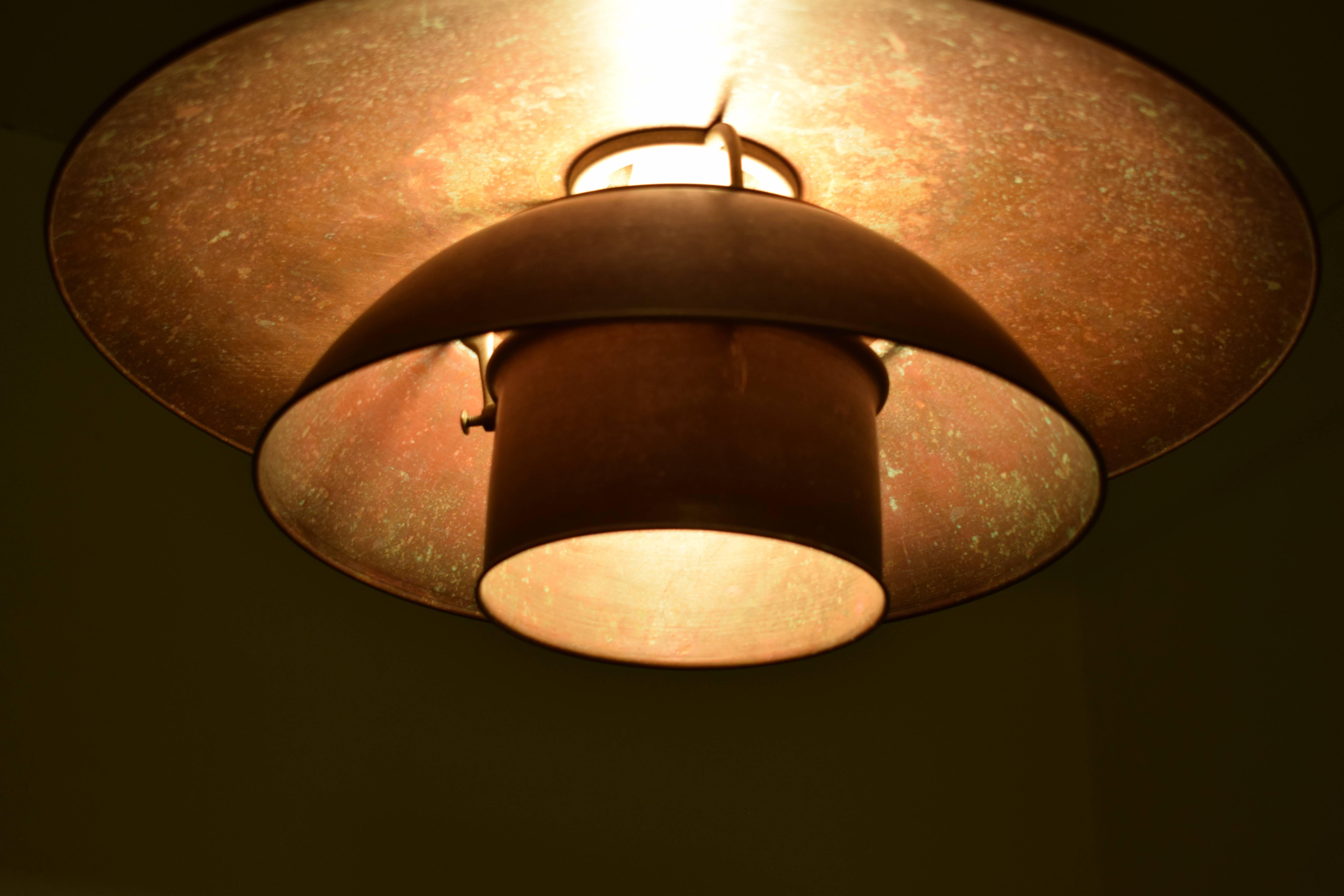 Poul Henningsen 4/4 Pendant very rare copper brass In Good Condition For Sale In Stenlose, DK