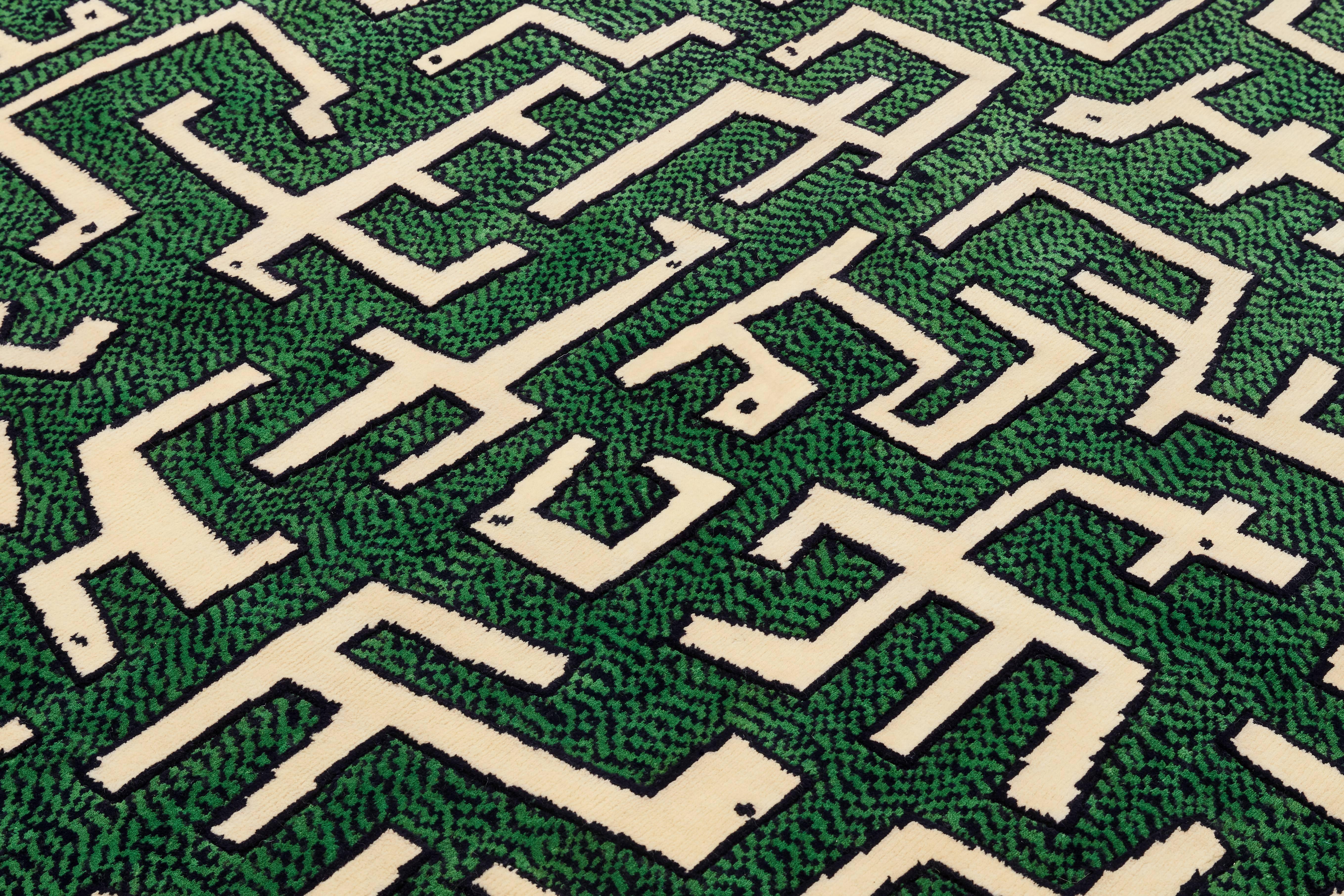Ciliophora 'Green, ' Hand-Knotted Rug in Wool Designed for Nodus by Maarten Baas For Sale 1