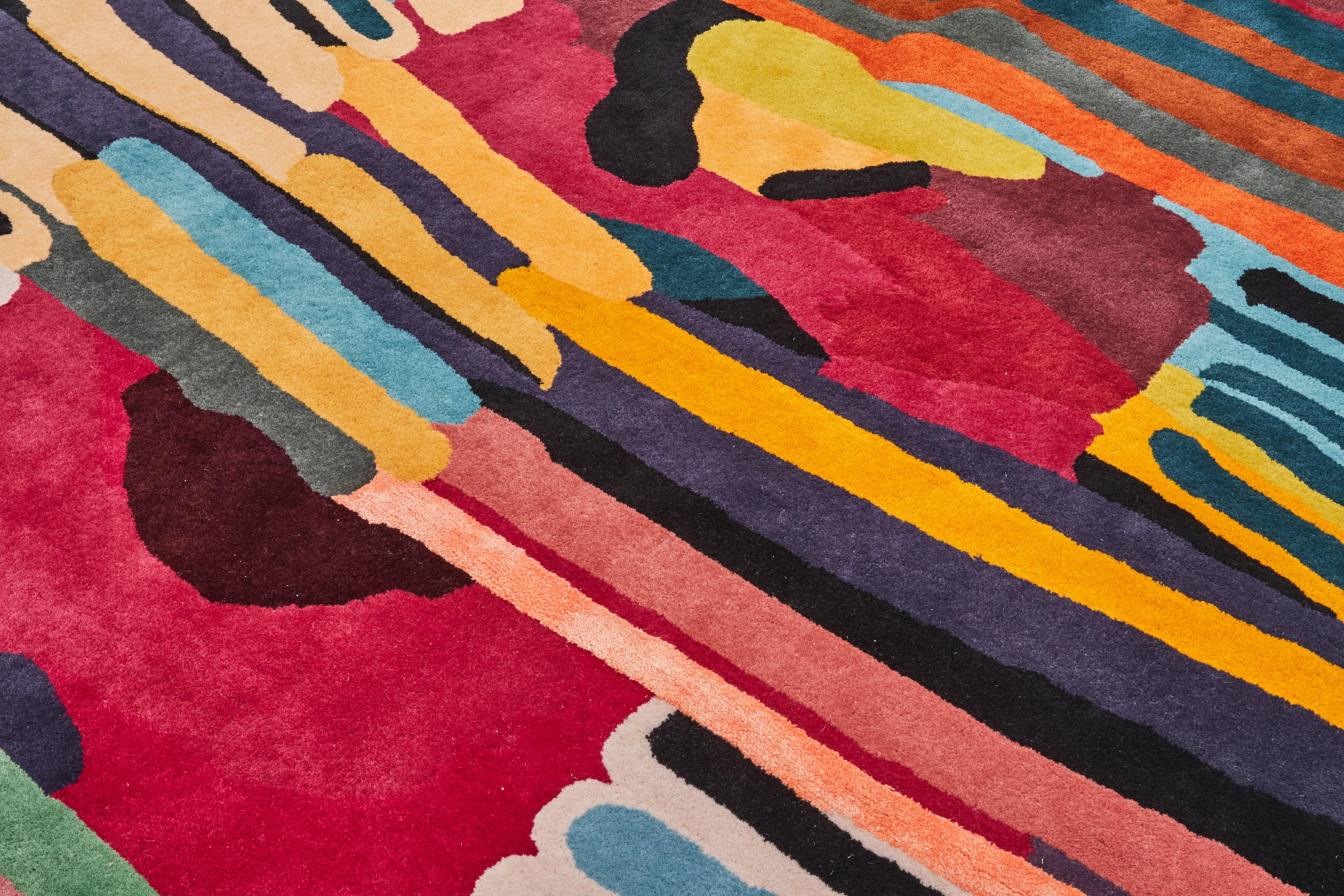 Hand-Woven Tufty, Handtufted Rug in Wool and Viscose, Design for Nodus by Laureline Galliot For Sale