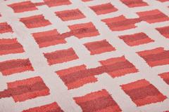 Check "Red", Handloom Knotted Rug in Viscose, Designed for Nodus by Ineke Hans