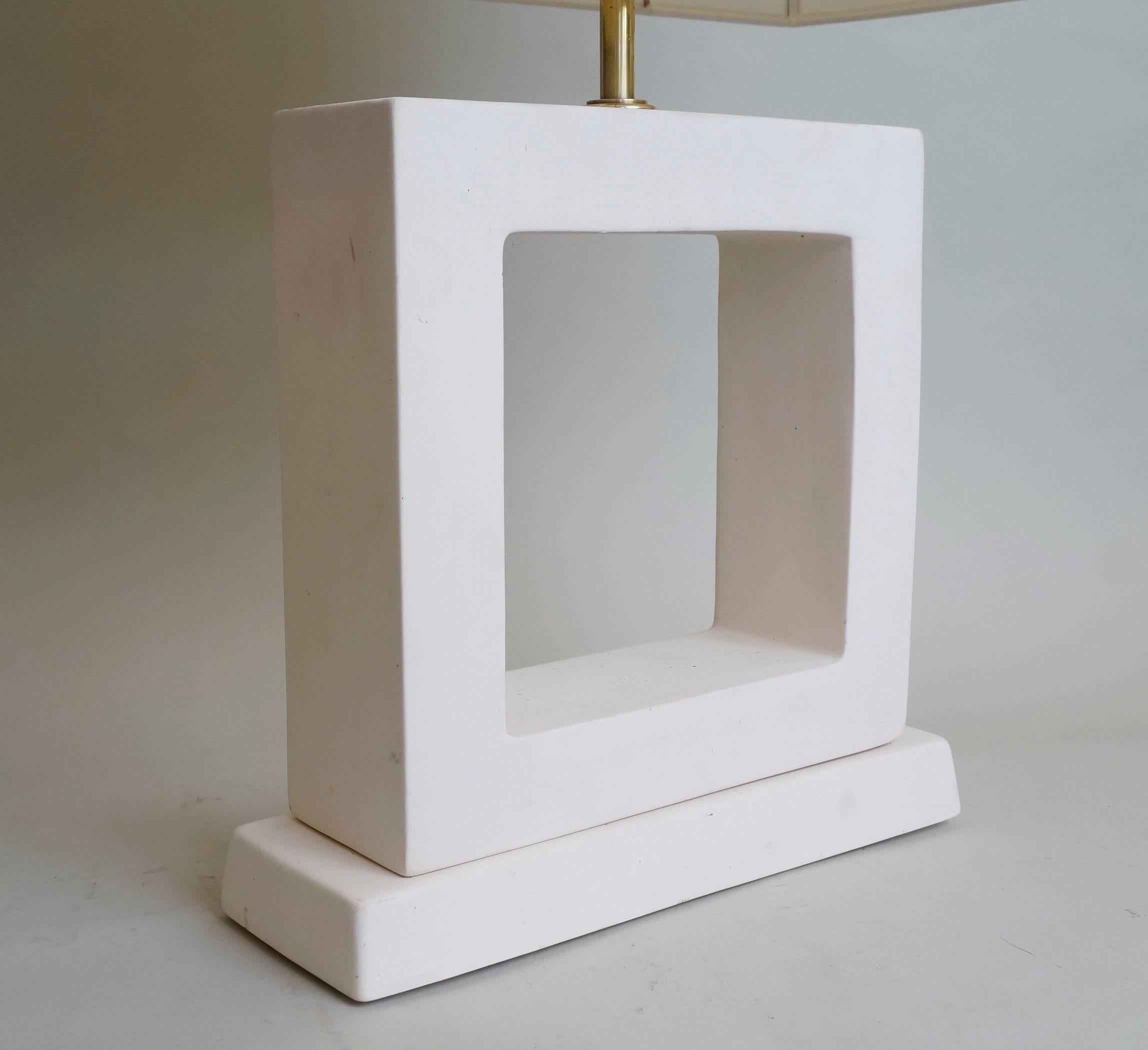 French Late 20th Century White Unglazed Ceramic Table Lamp For Sale