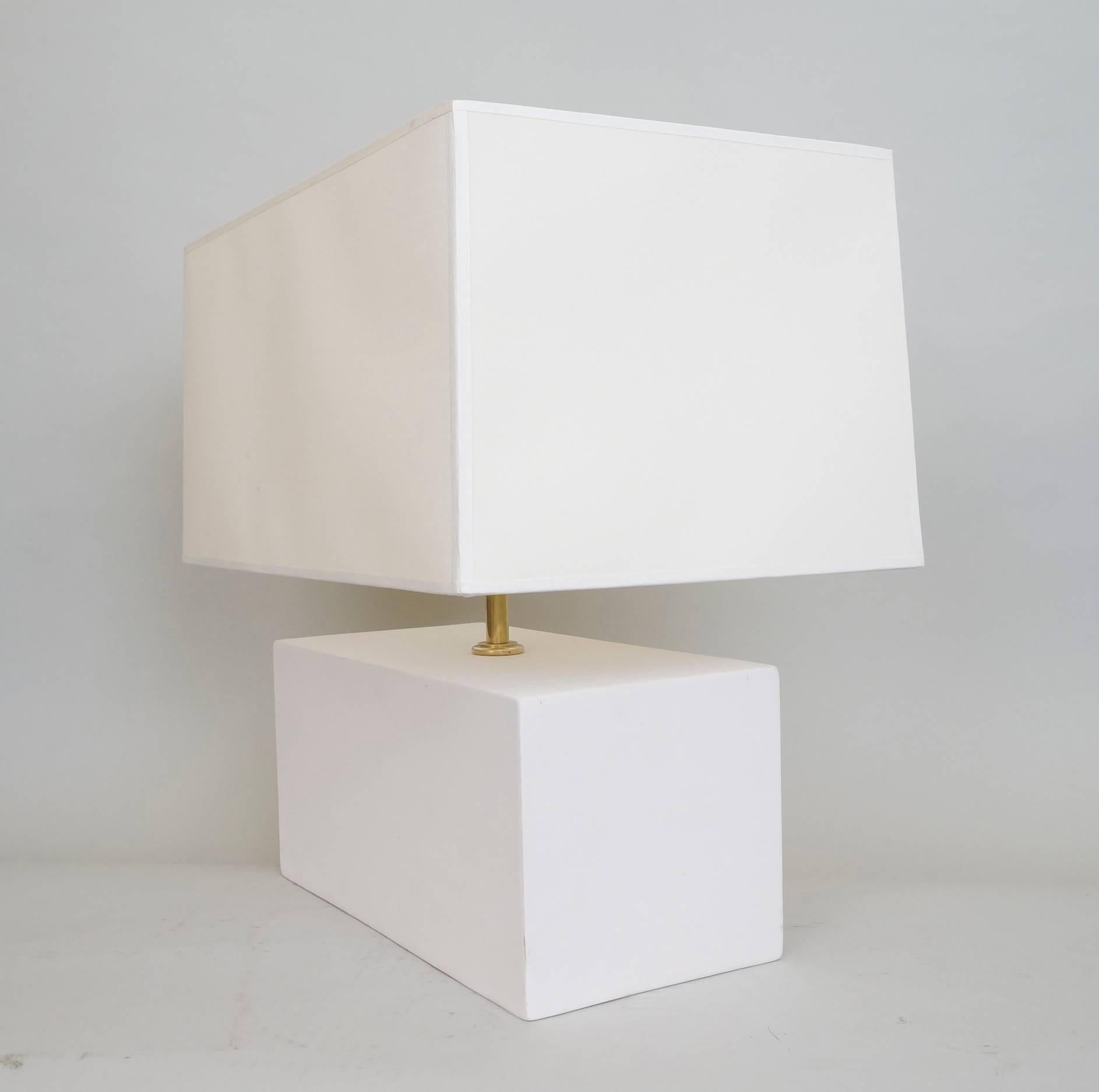 French Mid-20th Century Pair of Rectangular Ceramic Table Lamps