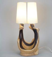 20th Century Wood like Ceramic Table Lamp