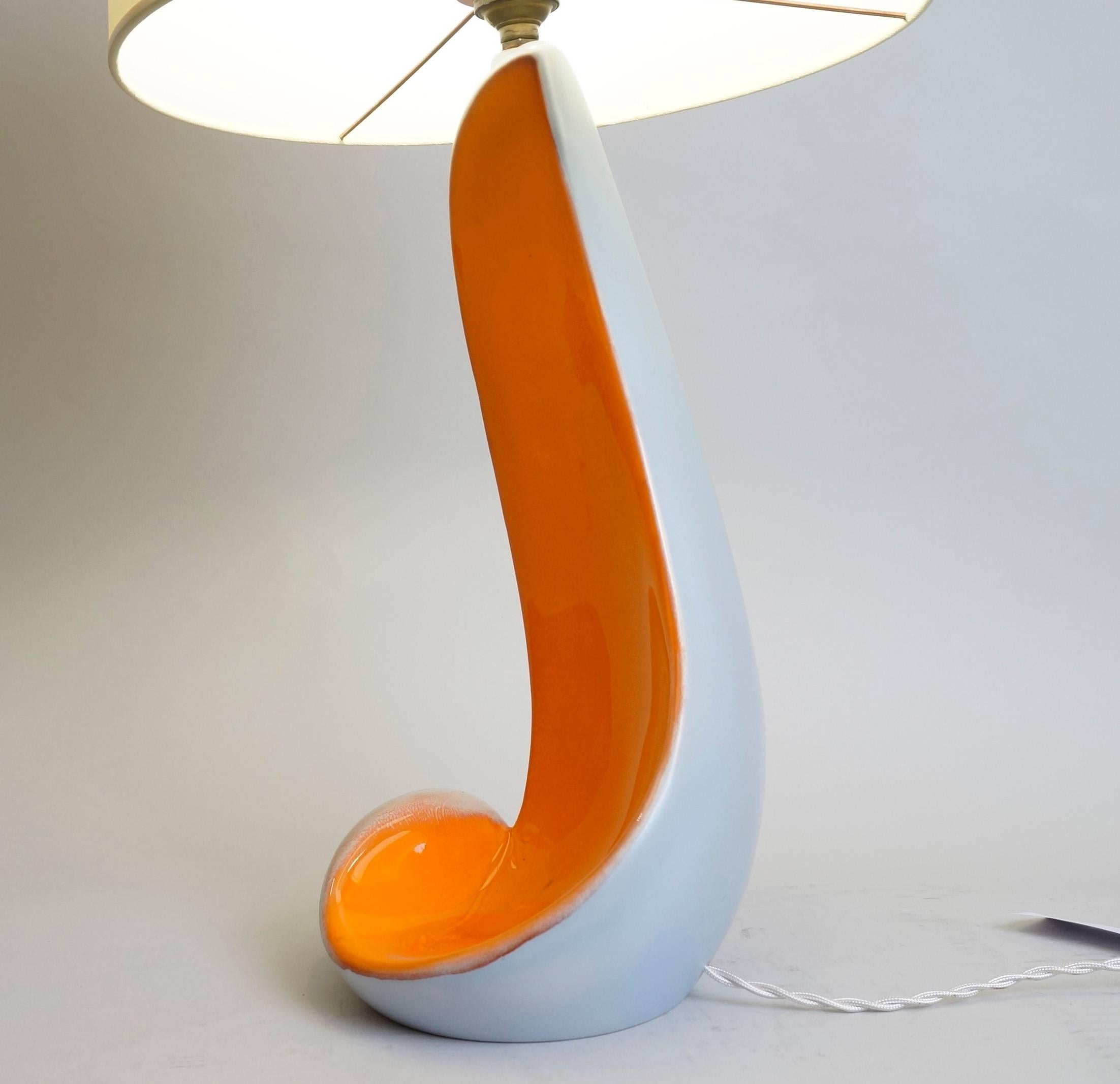 French 1970 Two-Toned Ceramic Table Lamp
