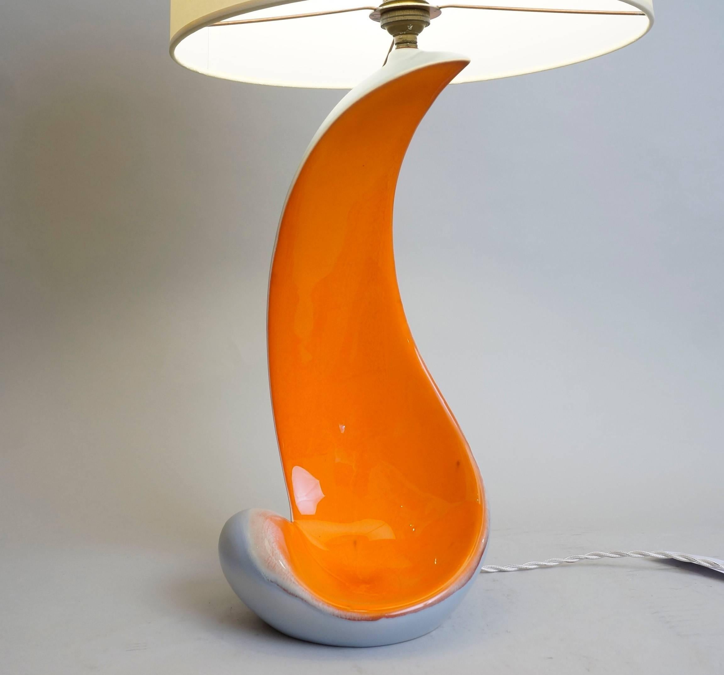 Enameled 1970 Two-Toned Ceramic Table Lamp