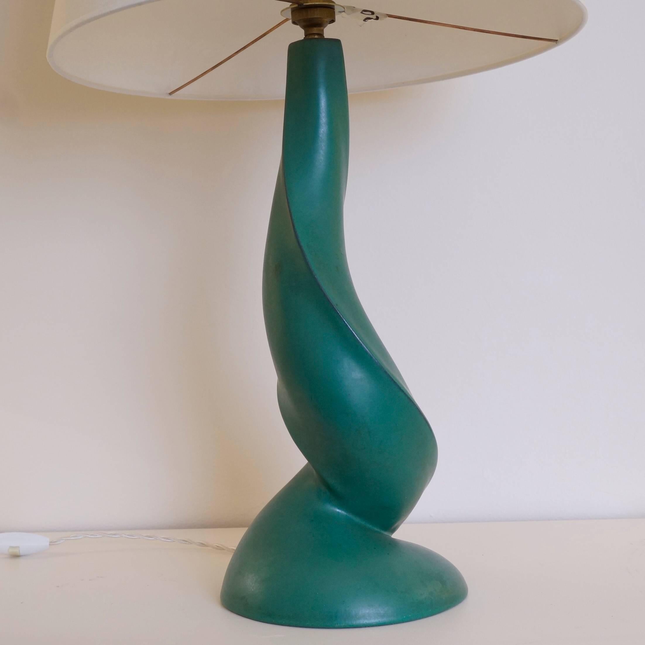 Glazed Late 20th Century Green Ceramic Table Lamp by F Cova