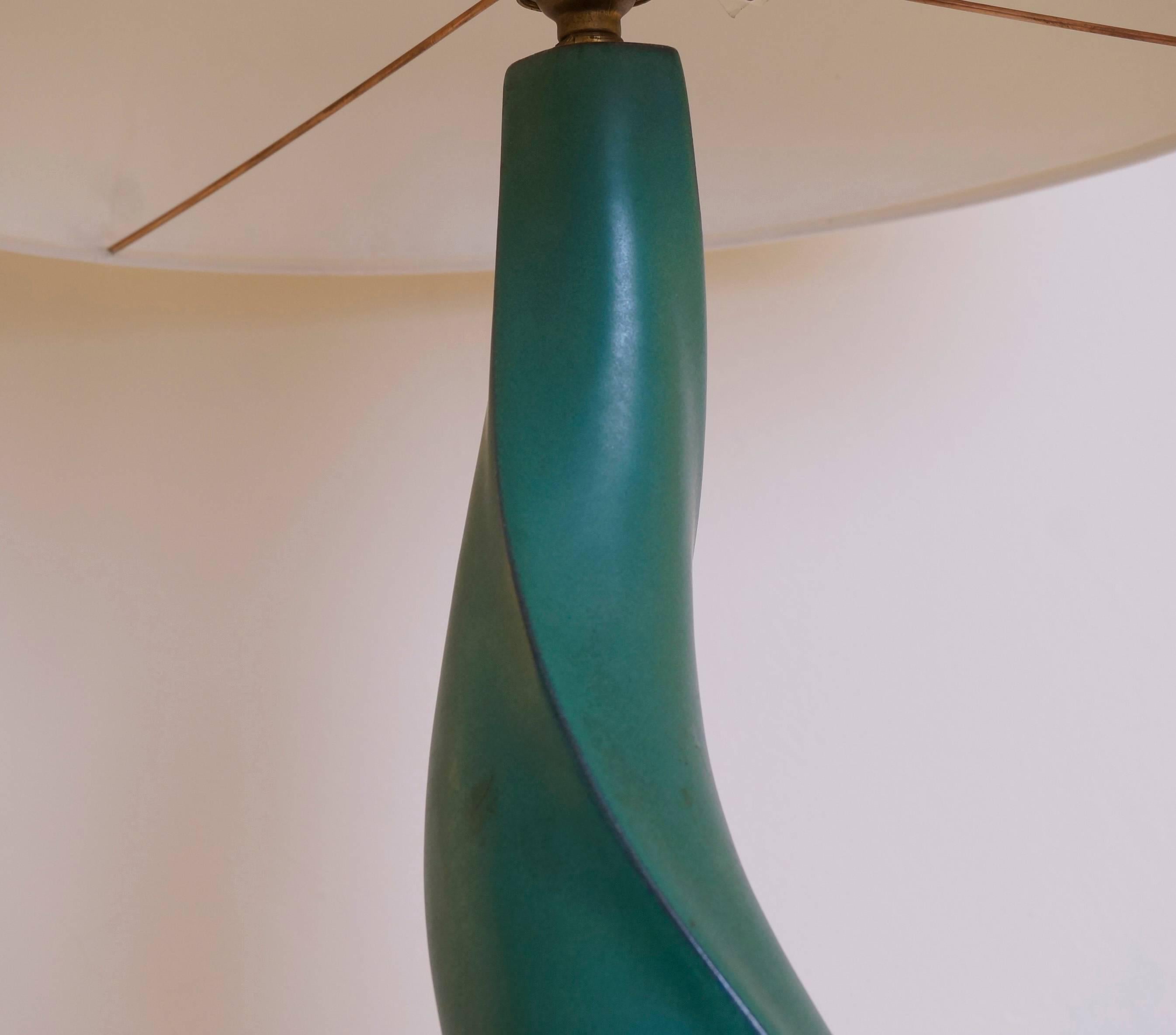Late 20th Century Green Ceramic Table Lamp by F Cova 1