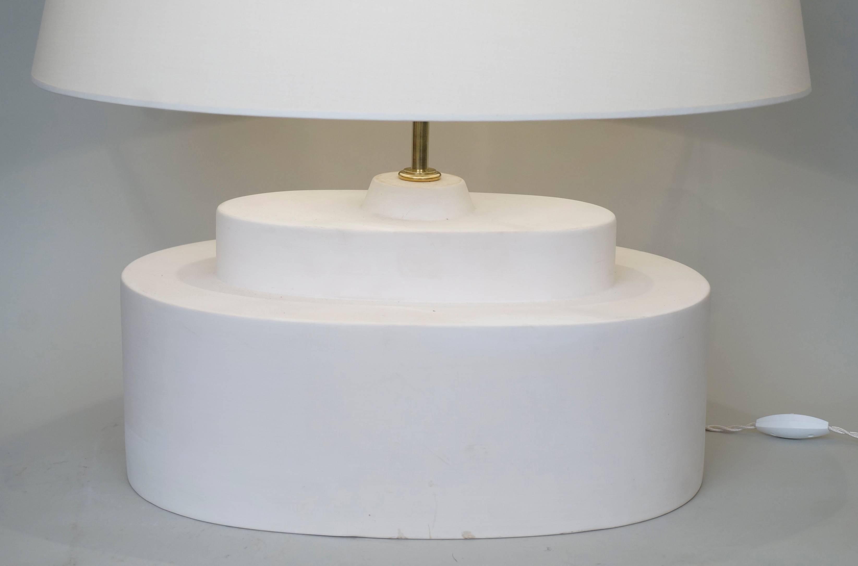 French Late 20th Century White Un-Enamelled Ceramic Table Lamp