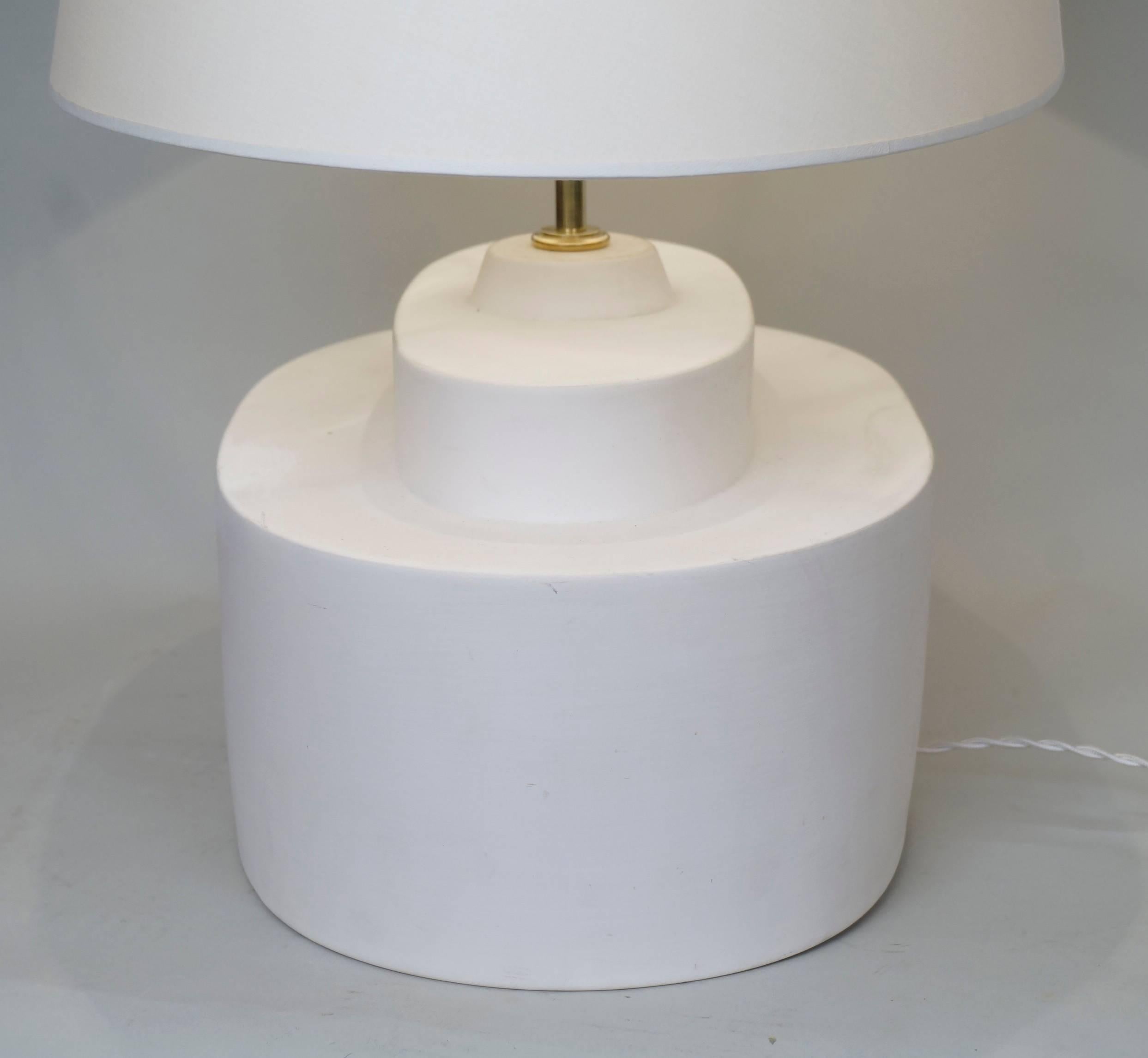 Late 20th Century White Un-Enamelled Ceramic Table Lamp 1