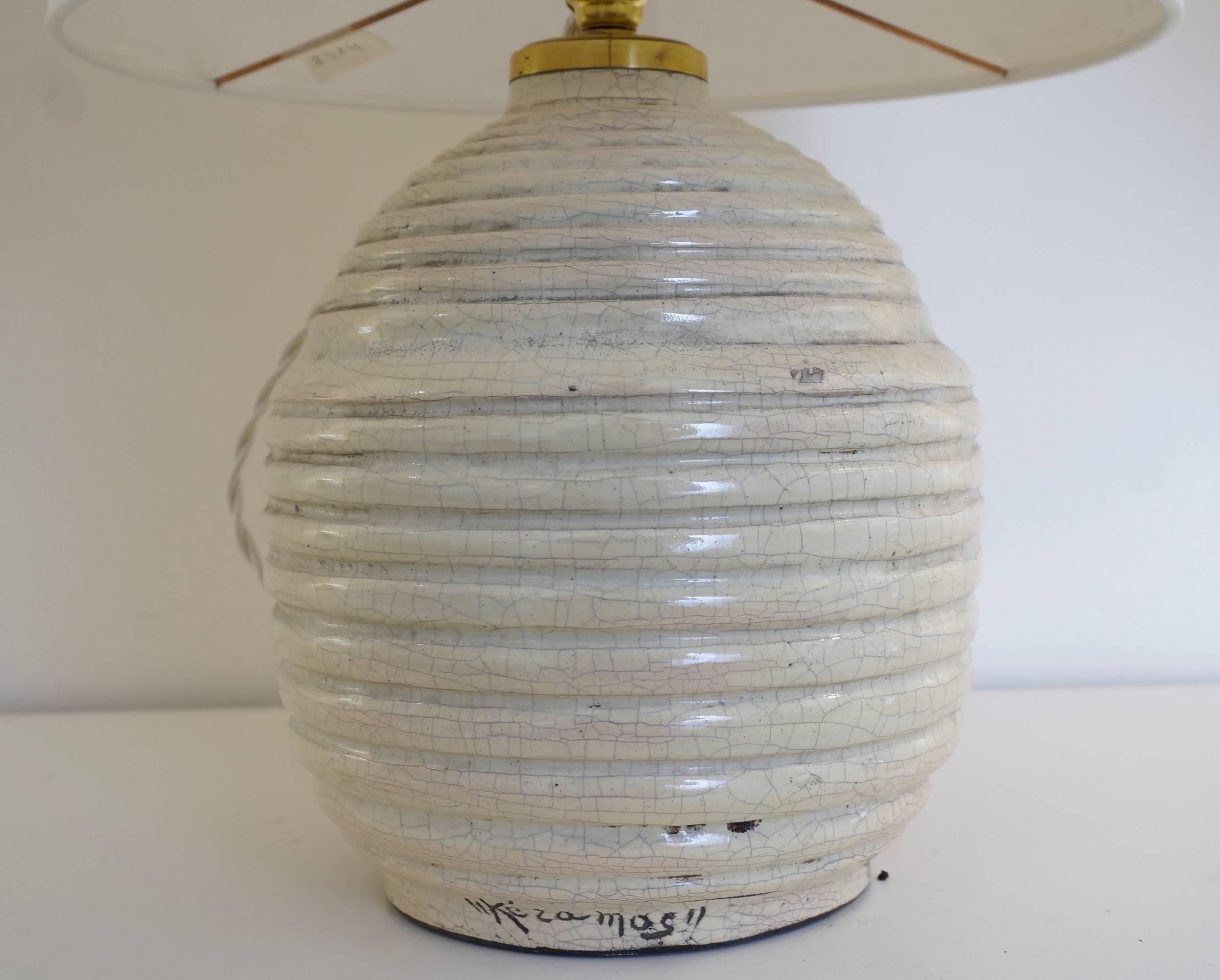20th Century Keramos Crackled Ceramic Table Lamp