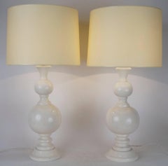 Late 20th Century Pair of Lacquered Wooden Table Lamps by Philippe Capelle