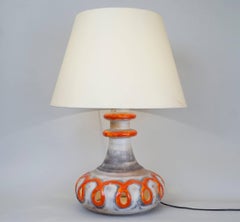 1970 Orange and Grey Ceramic Table Lamp