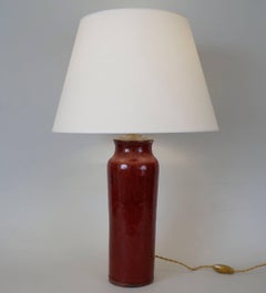 Mid-20th Century Oxblood Red Ceramic Table Lamp