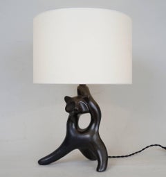 Mid-20th Century Zoomorphic Black Satin Ceramic Table Lamps
