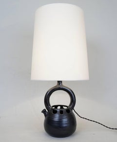 1960 J&N Pierlot Black Ceramic Table Lamp
